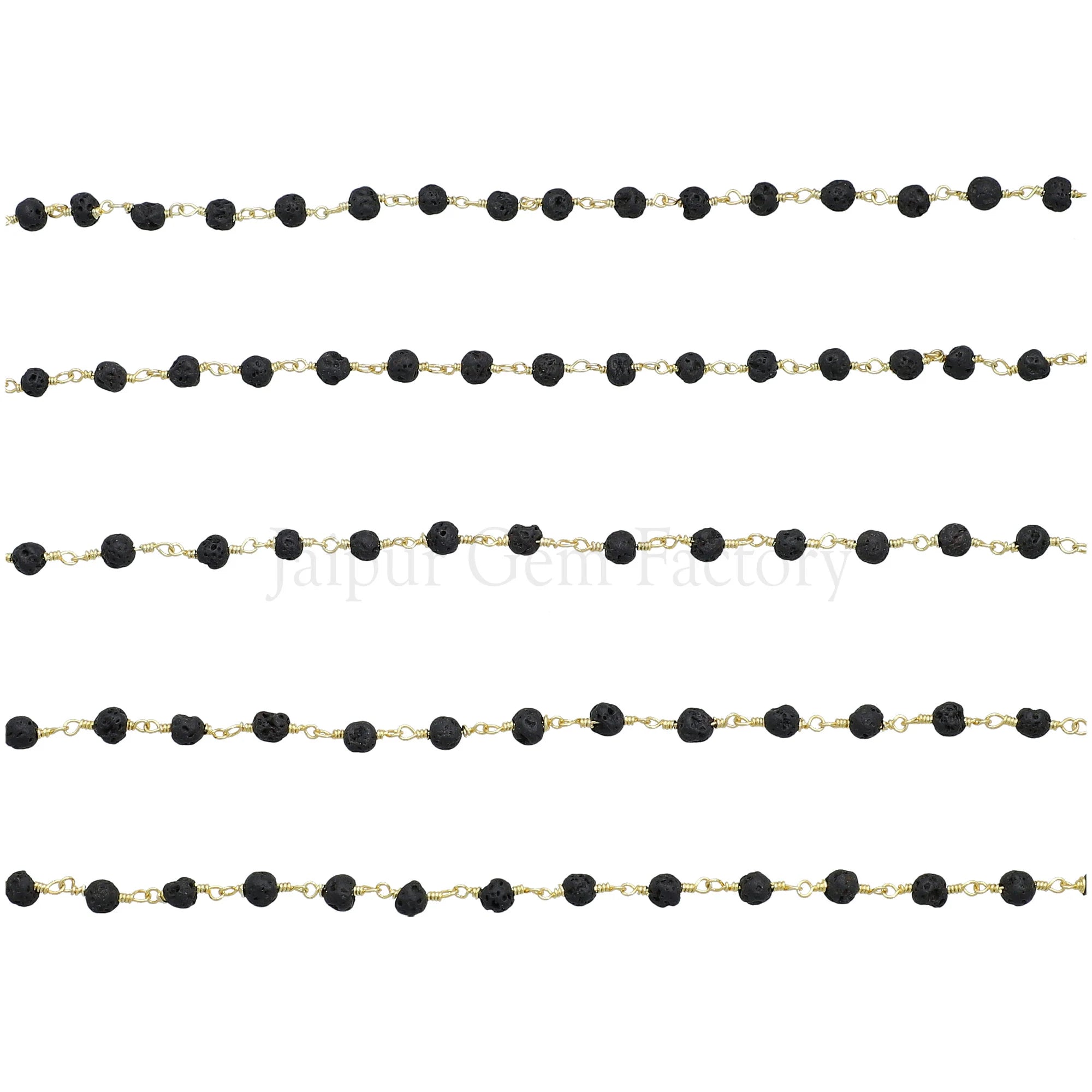 Brass rosary chain with lava stone

