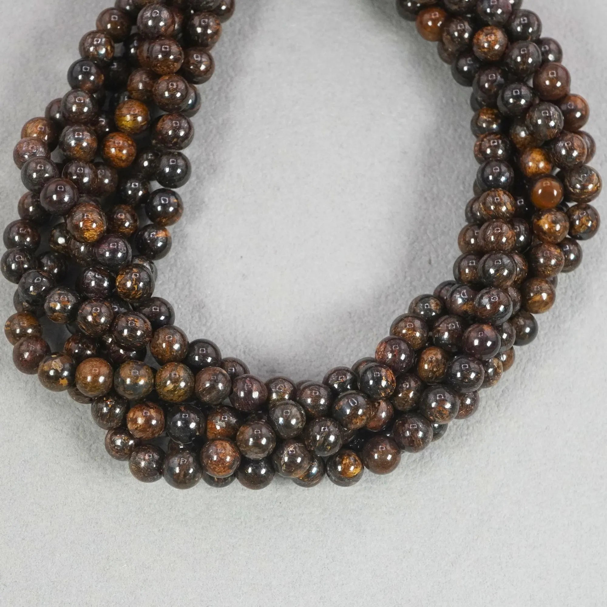 Brown Bronzite Smooth Round Shape Gemstone Strand Beads