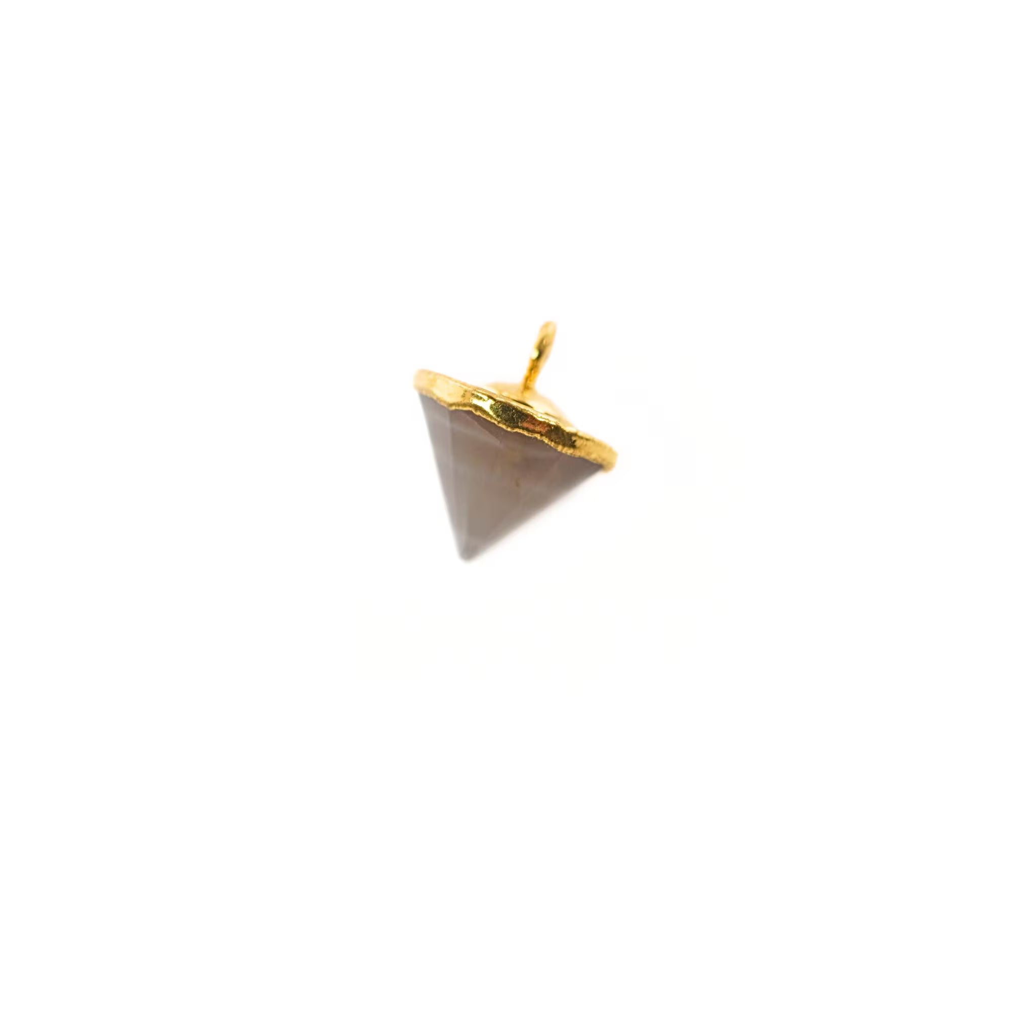 Brown Moonstone Pointed Cone Shape Gemstone Gold Electroplated Charm Pendant 