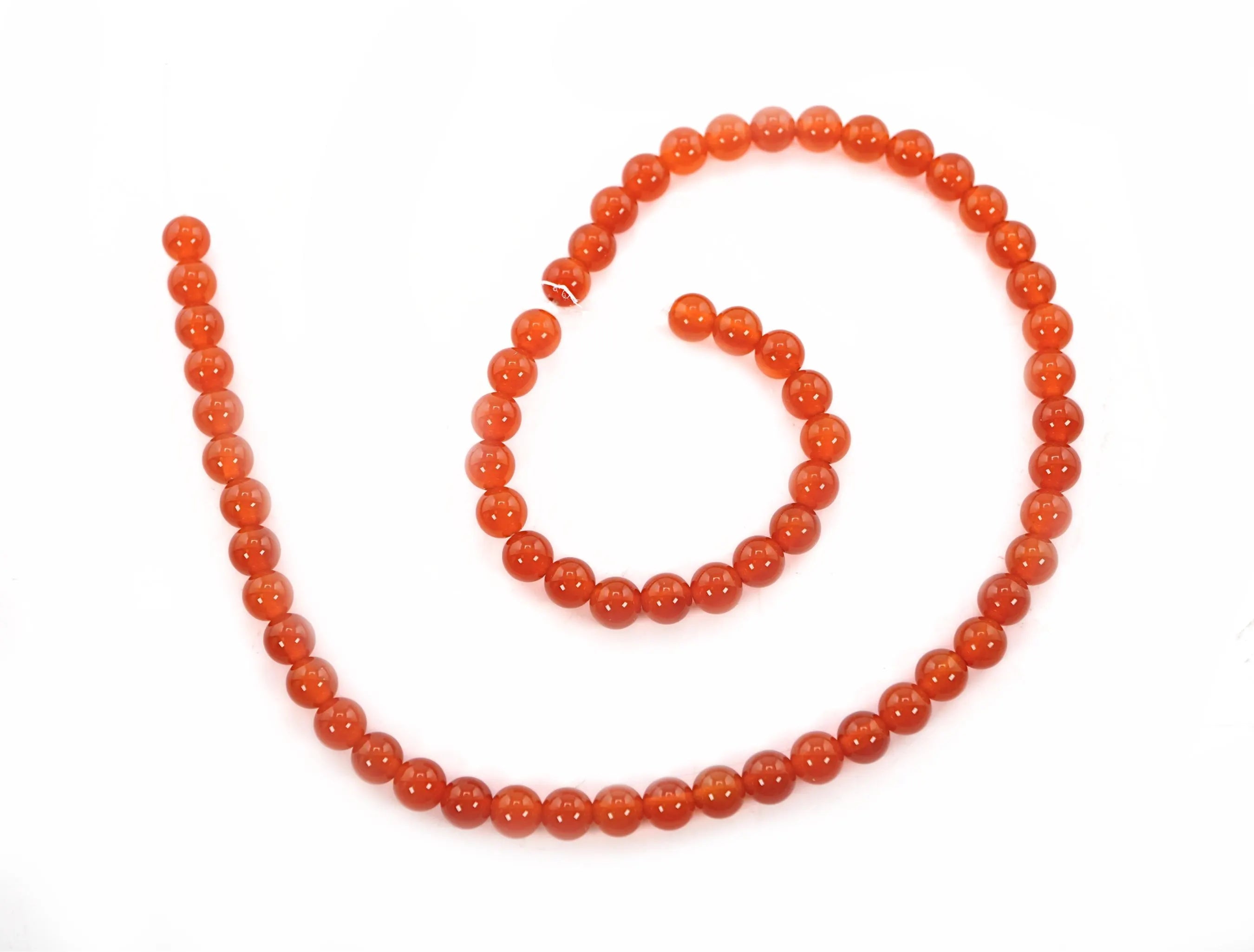 Burnt Orange Agate Smooth Round Gemstone Strand Beads