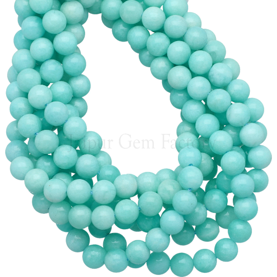 Amazonite Smooth Round Loose Gemstone Strand Beads