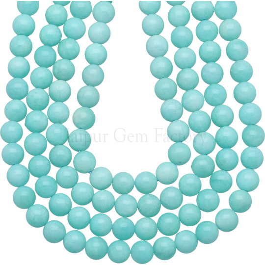 Amazonite Smooth Round Loose Gemstone Strand Beads