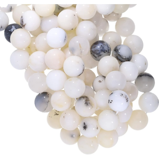 Milky White Opal Smooth Round Shape Gemstone Strand Beads