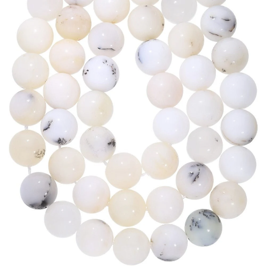 Milky White Opal Smooth Round Shape Gemstone Strand Beads