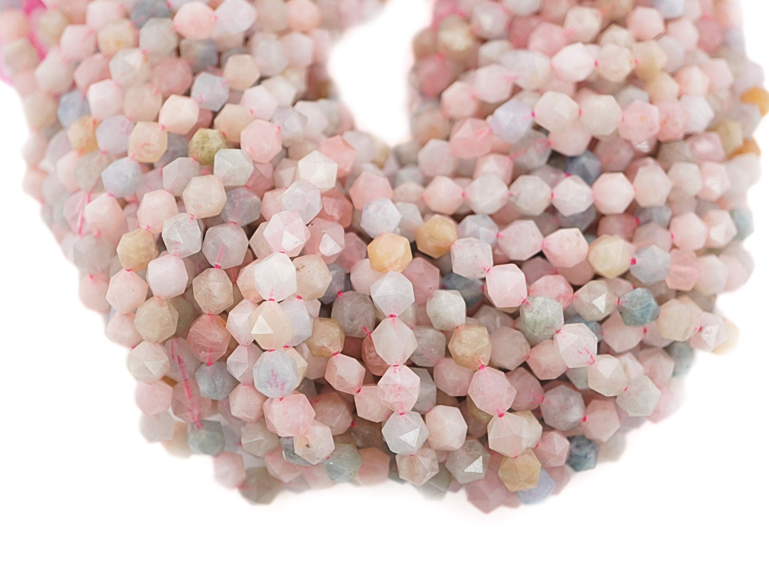 Beryl Faceted Diamond Star Cut Round Shape Gemstone Strand Beads