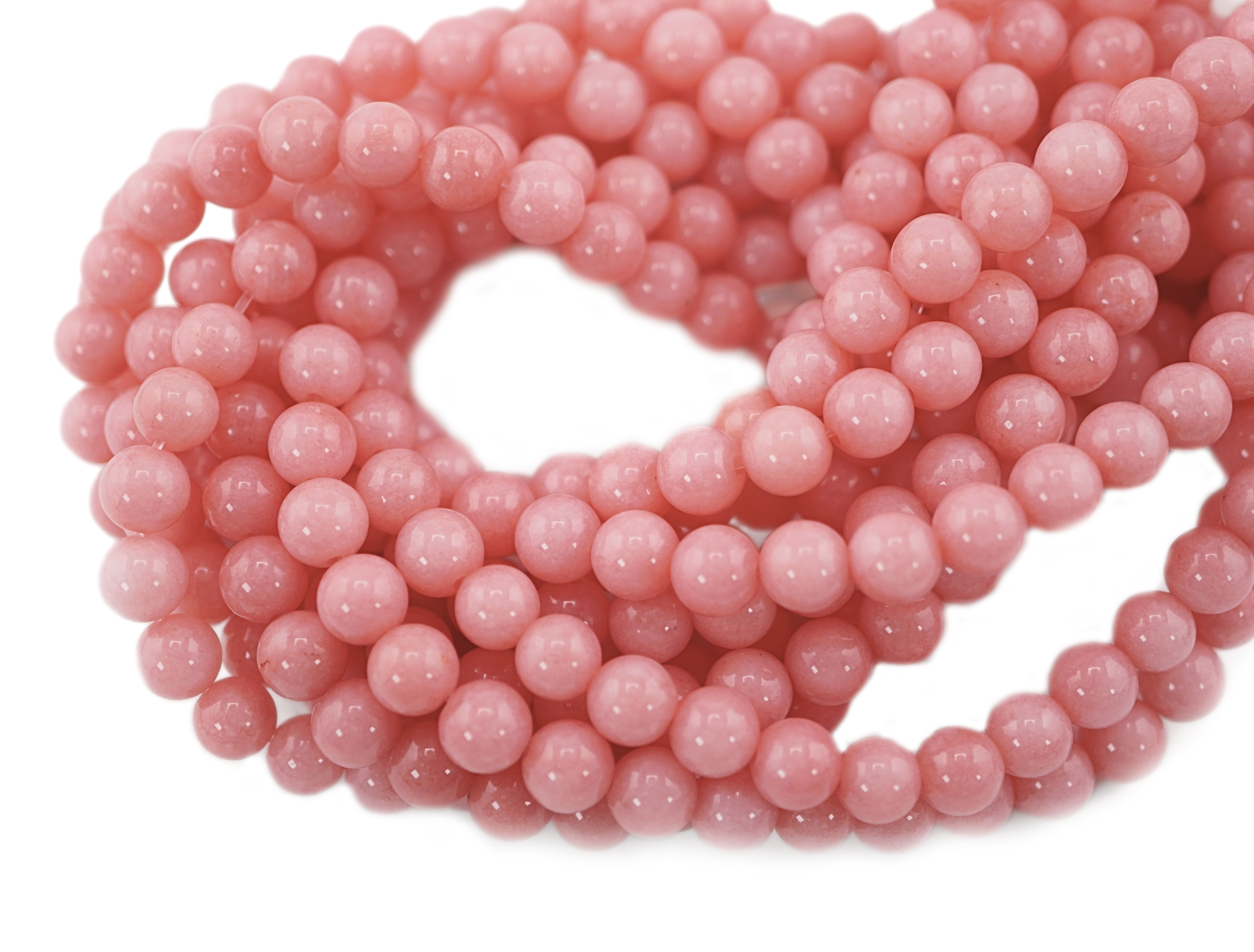 Pink Jade Smooth Round Shape Gemstone Strand Beads