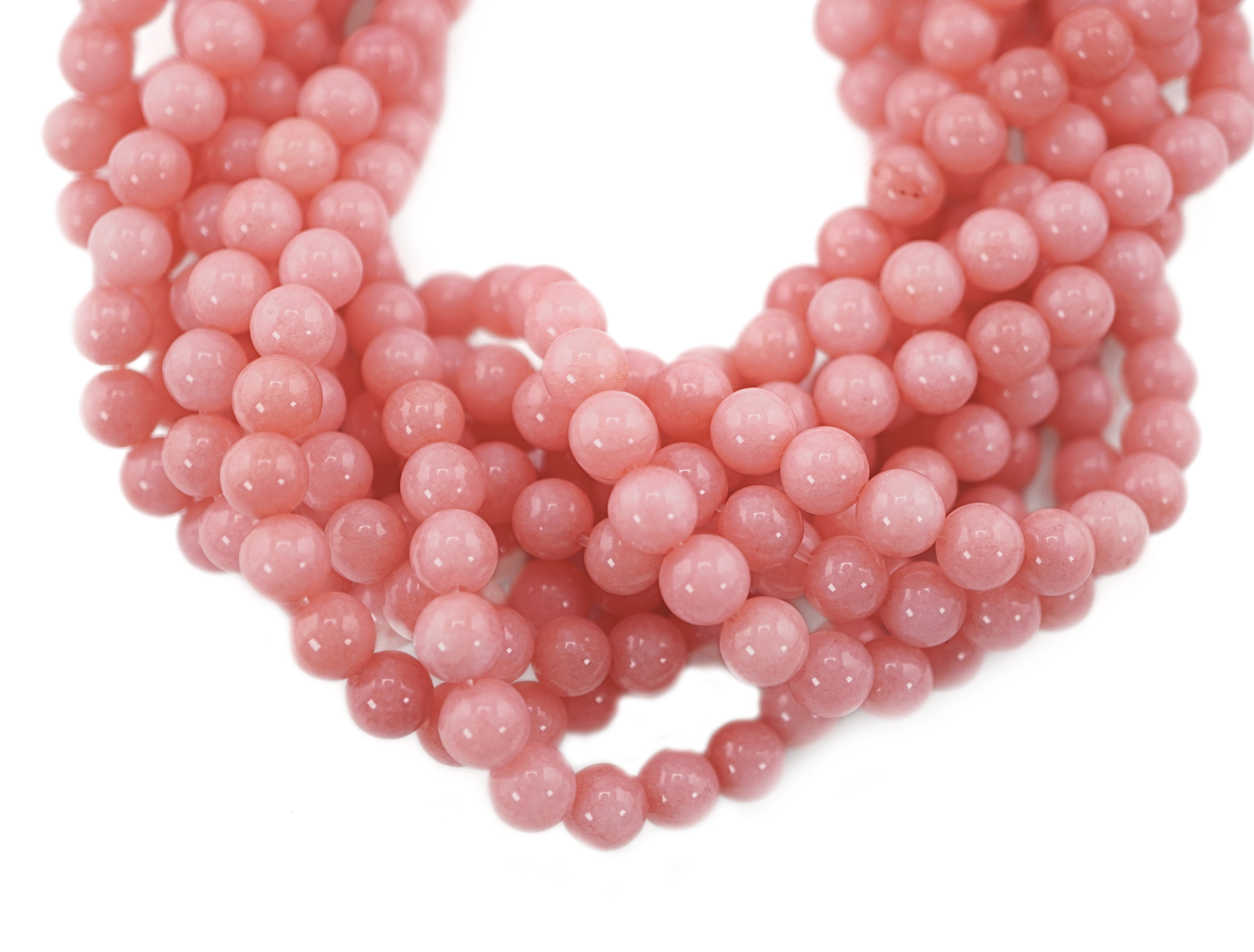 Pink Jade Smooth Round Shape Gemstone Strand Beads