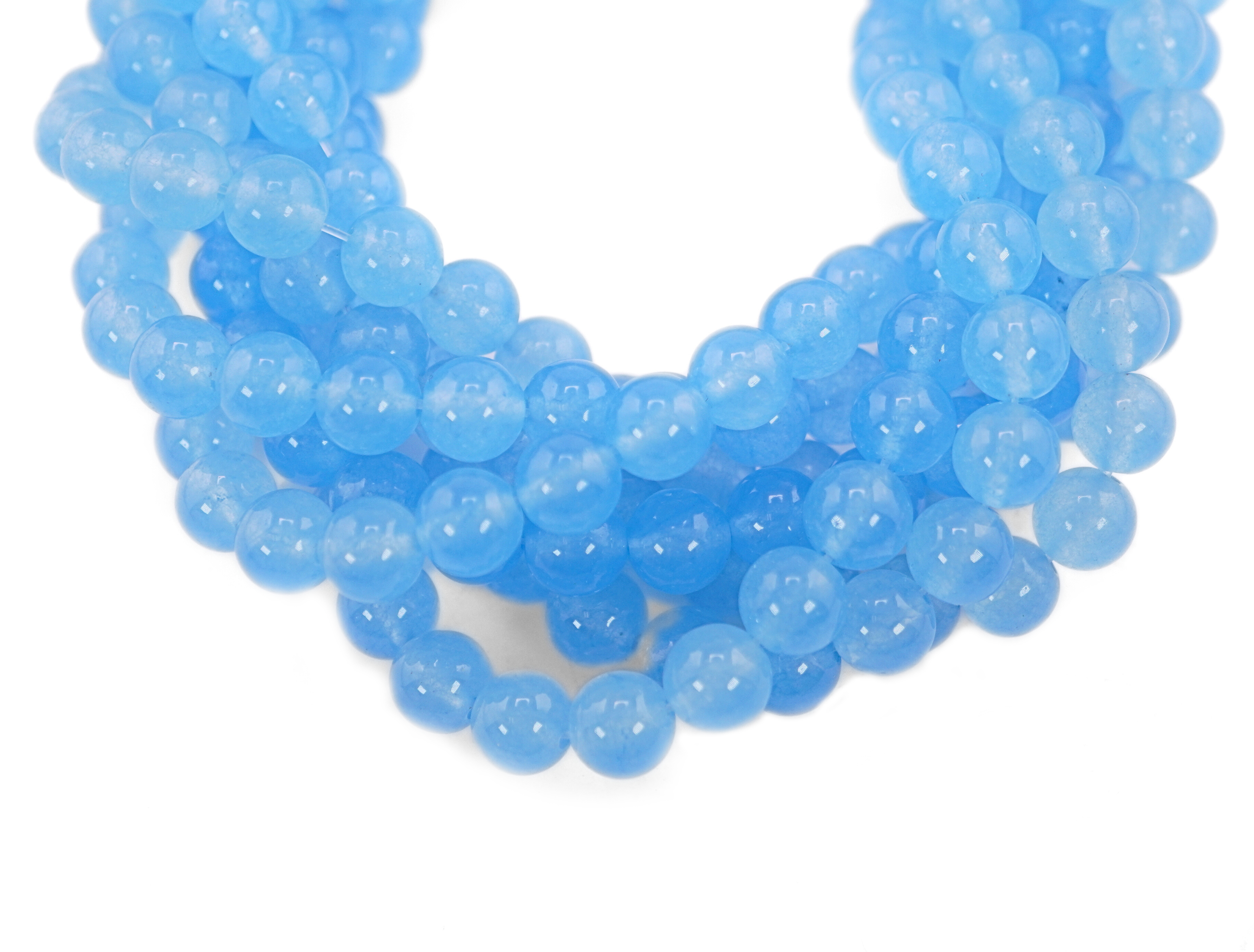 Blue Chalcedony Smooth Round Shape Loose Gemstone Strand Beads