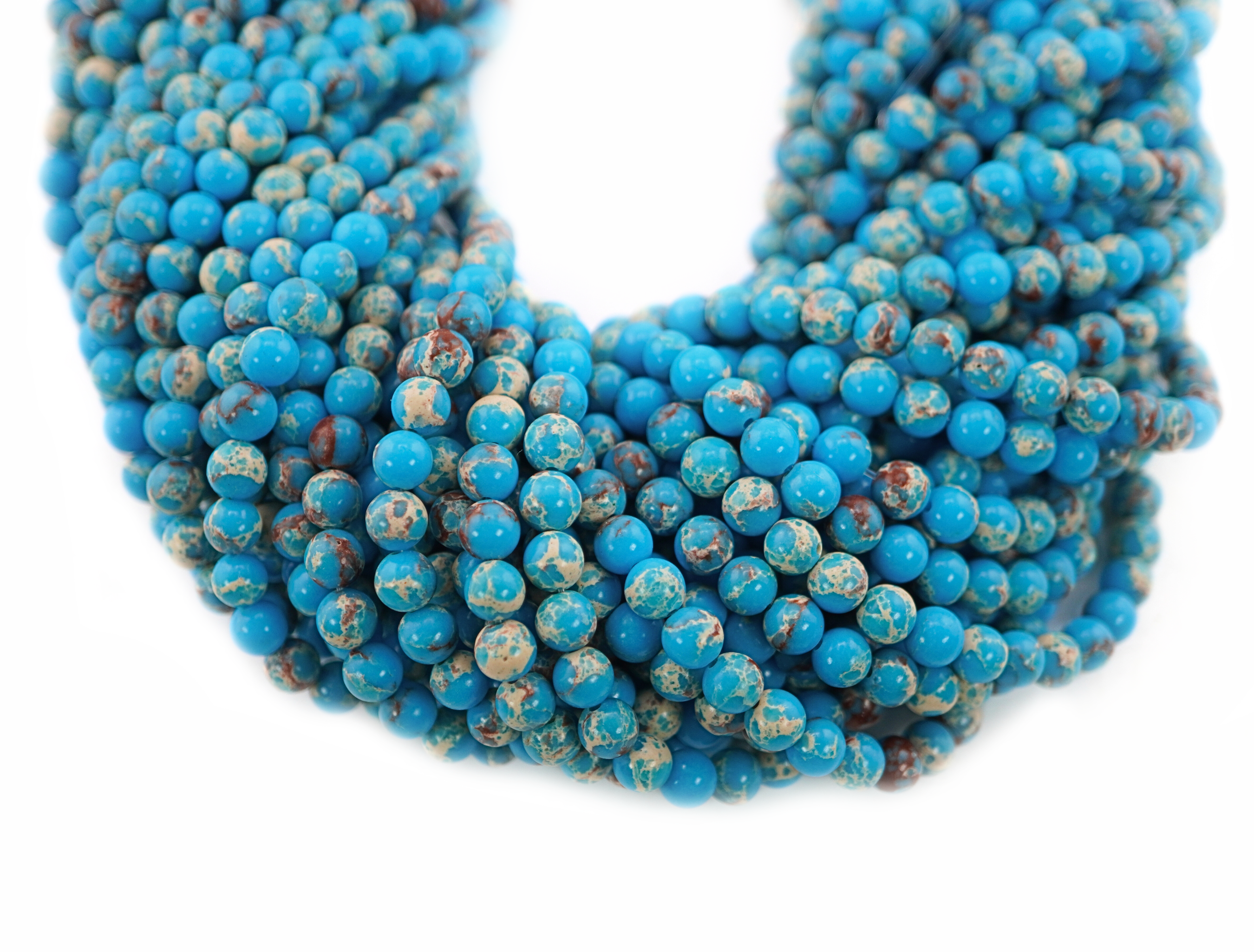 Turquoise Jasper Smooth Round Shape Gemstone Strand Beads