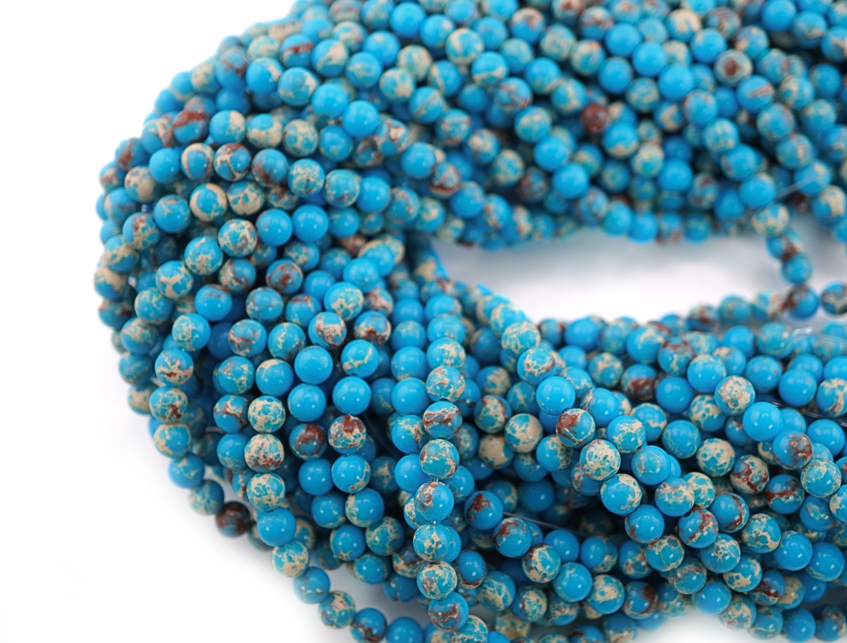 Turquoise Jasper Smooth Round Shape Gemstone Strand Beads