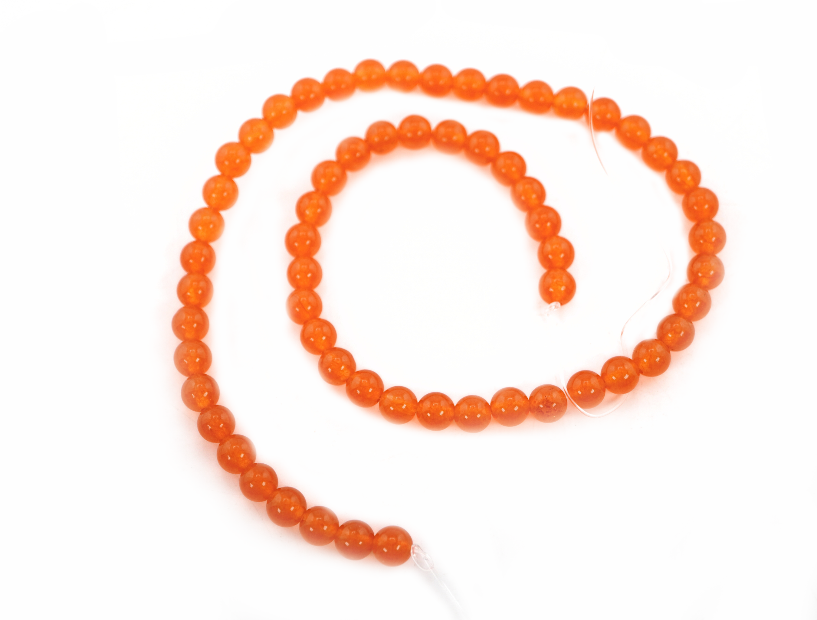 Orange Chalcedony Smooth Round Shape Gemstone Strand Beads