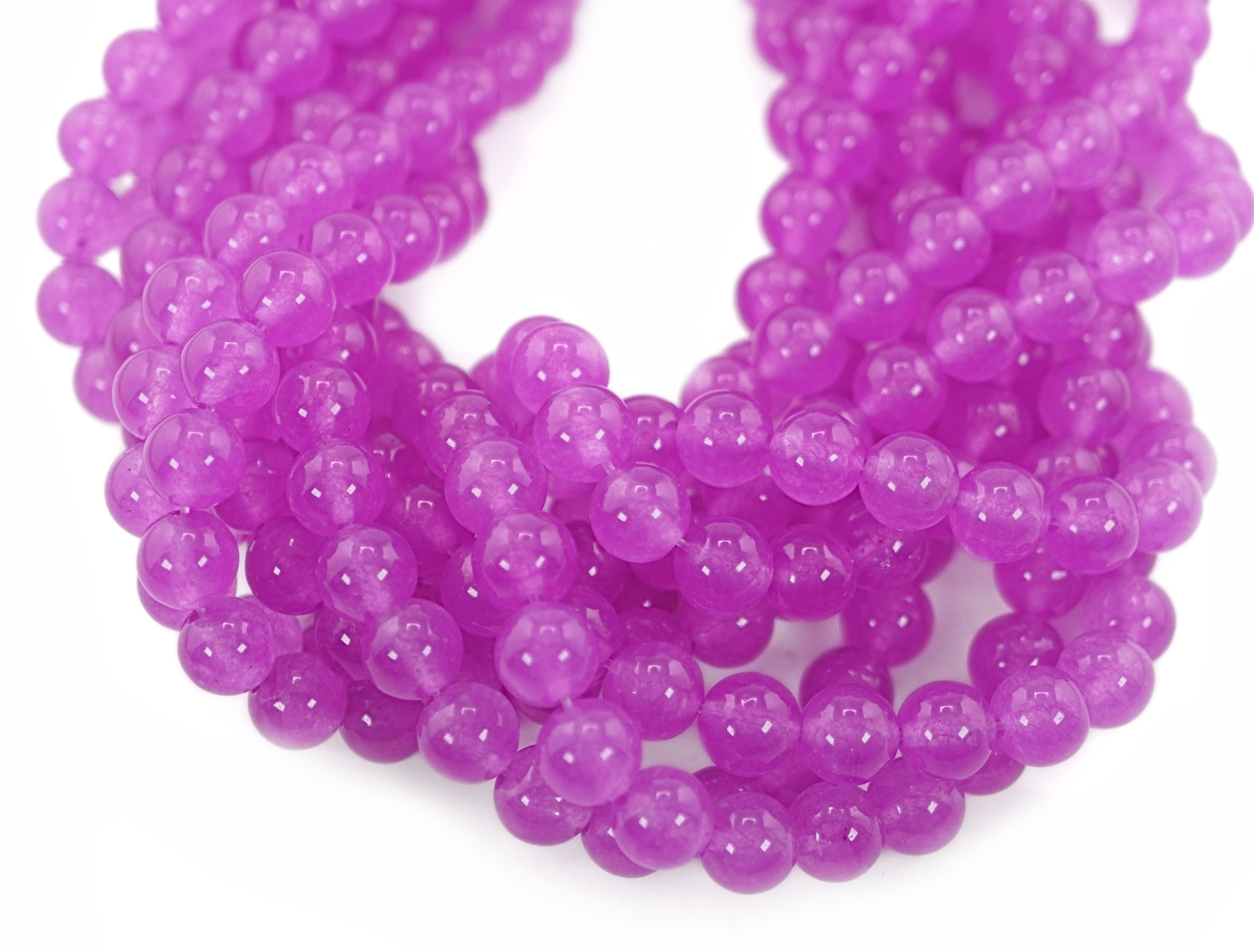 Purple Chalcedony Smooth Round Shape Gemstone Strand Beads