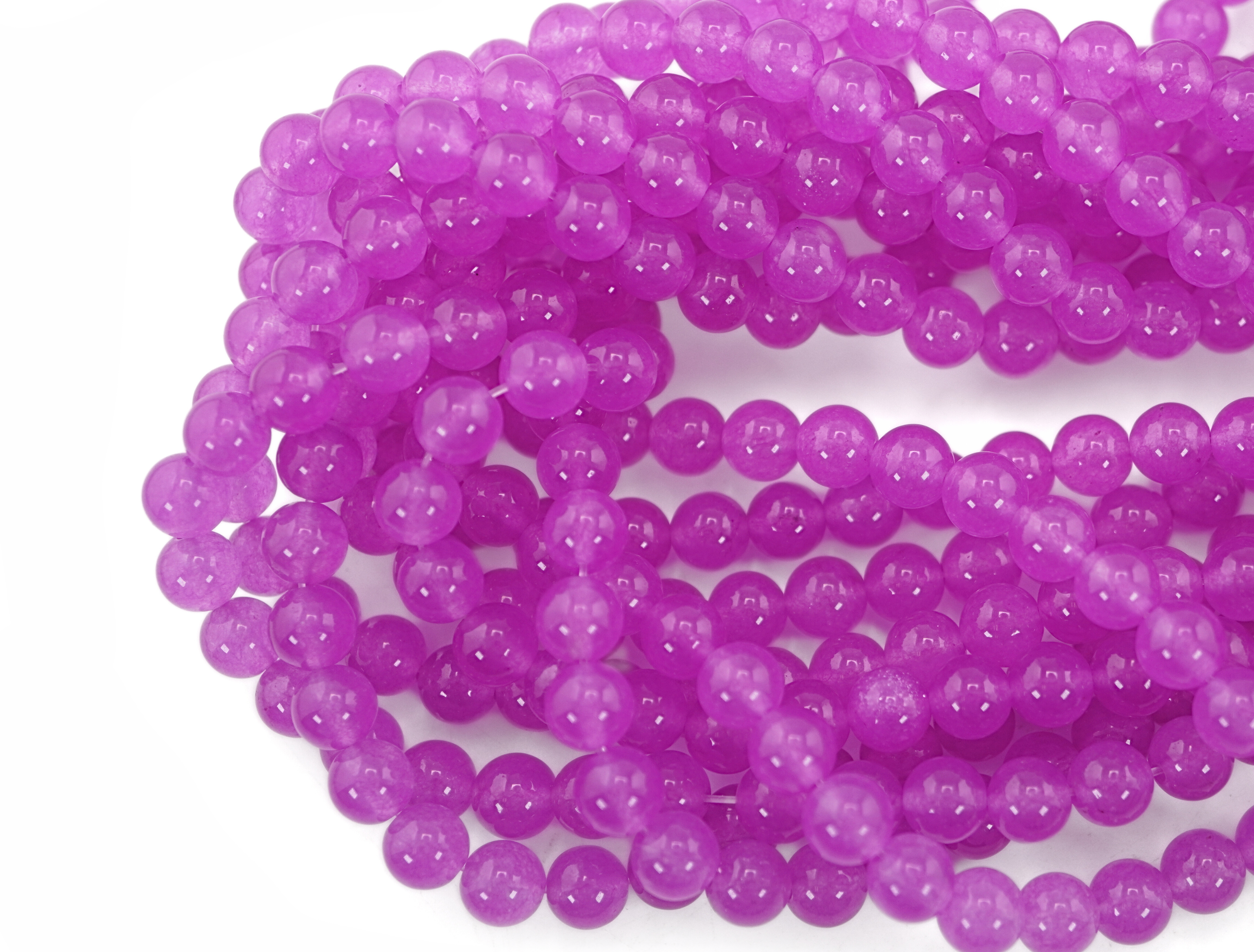 Purple Chalcedony Smooth Round Shape Gemstone Strand Beads