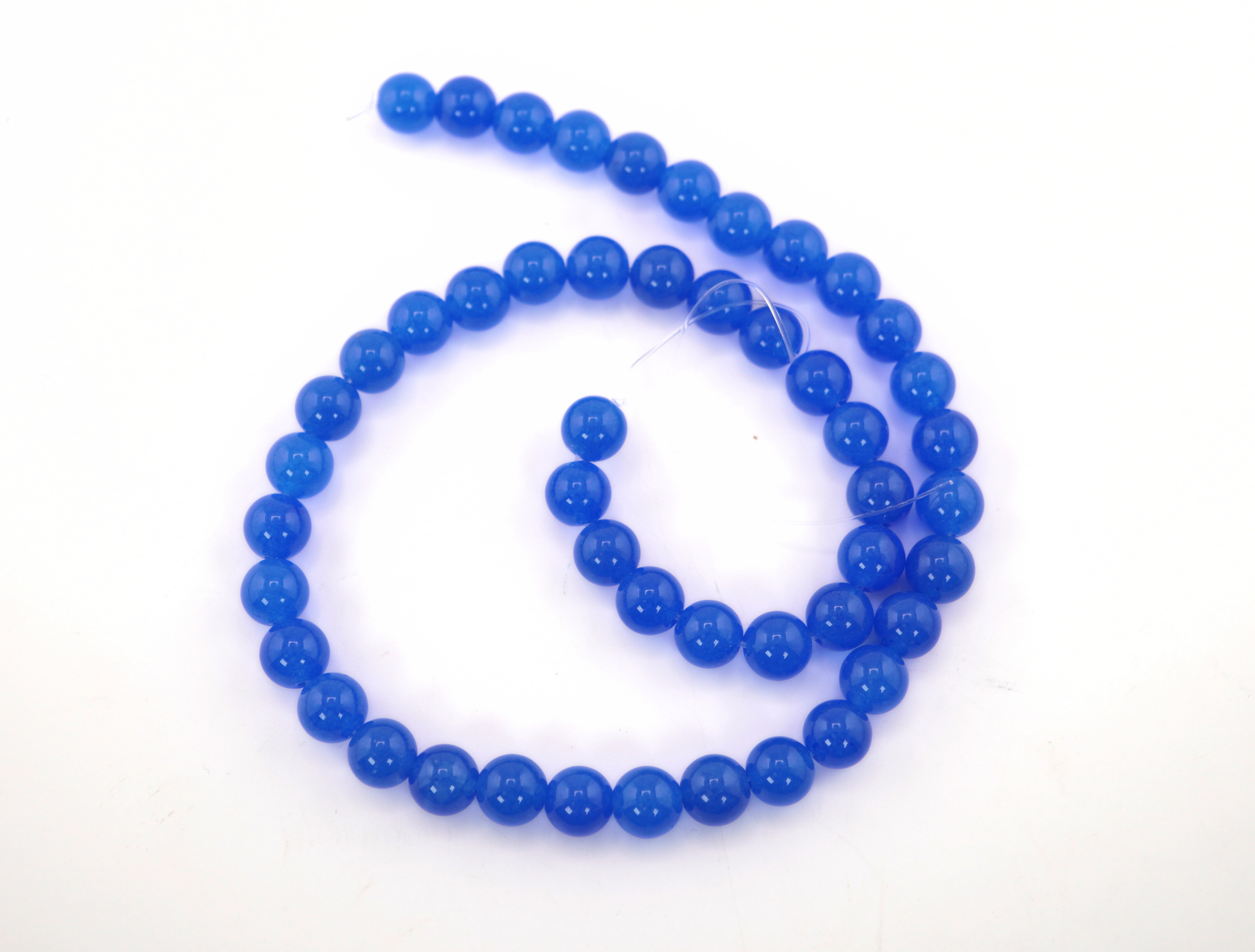 Blue Jade Smooth Round Shape Gemstone Strand Beads