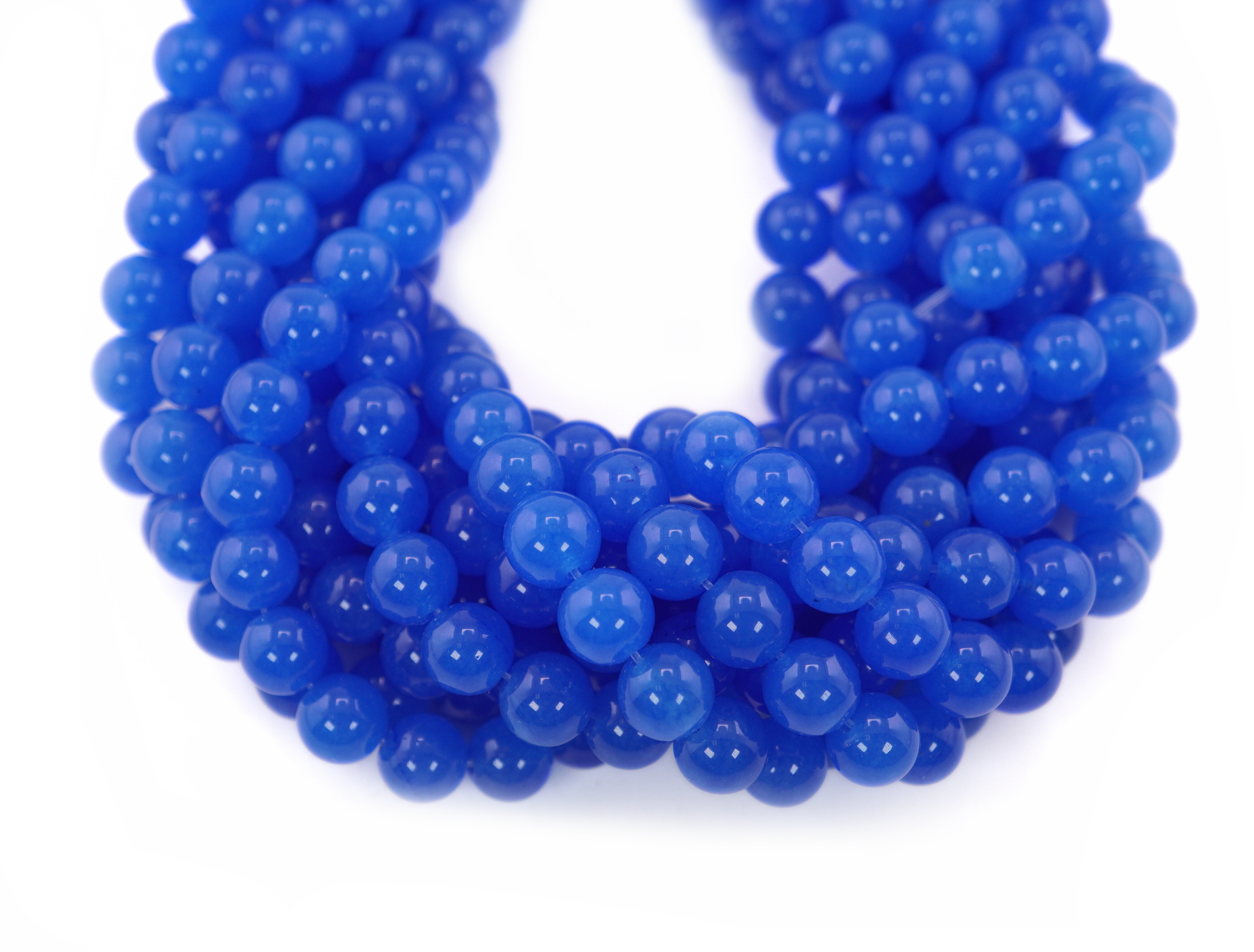 Blue Jade Smooth Round Shape Gemstone Strand Beads