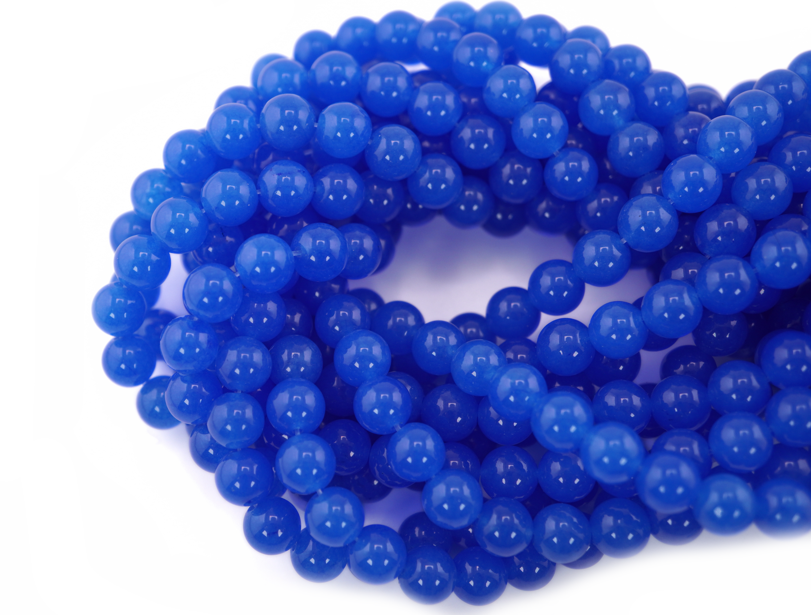 Blue Jade Smooth Round Shape Gemstone Strand Beads