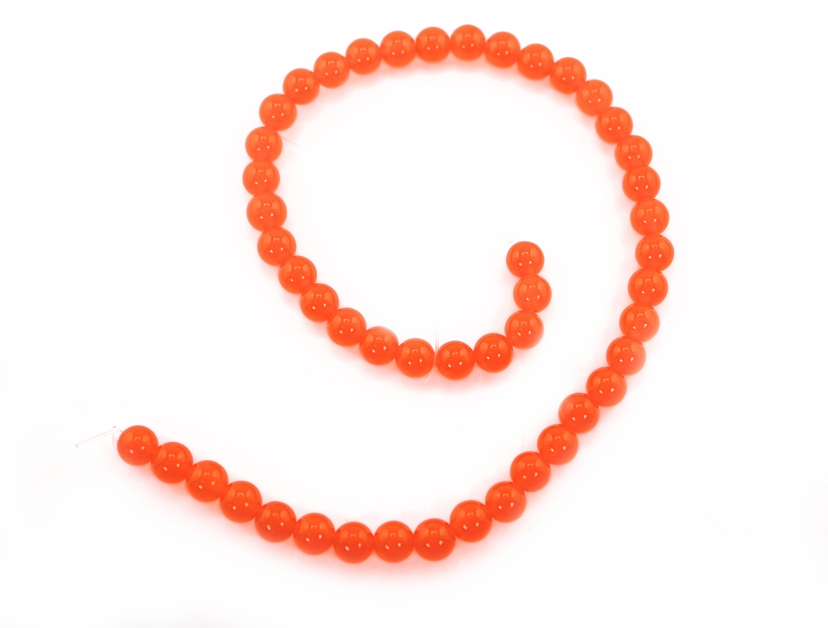 Orange Jade Smooth Round Shape Gemstone Strand Beads