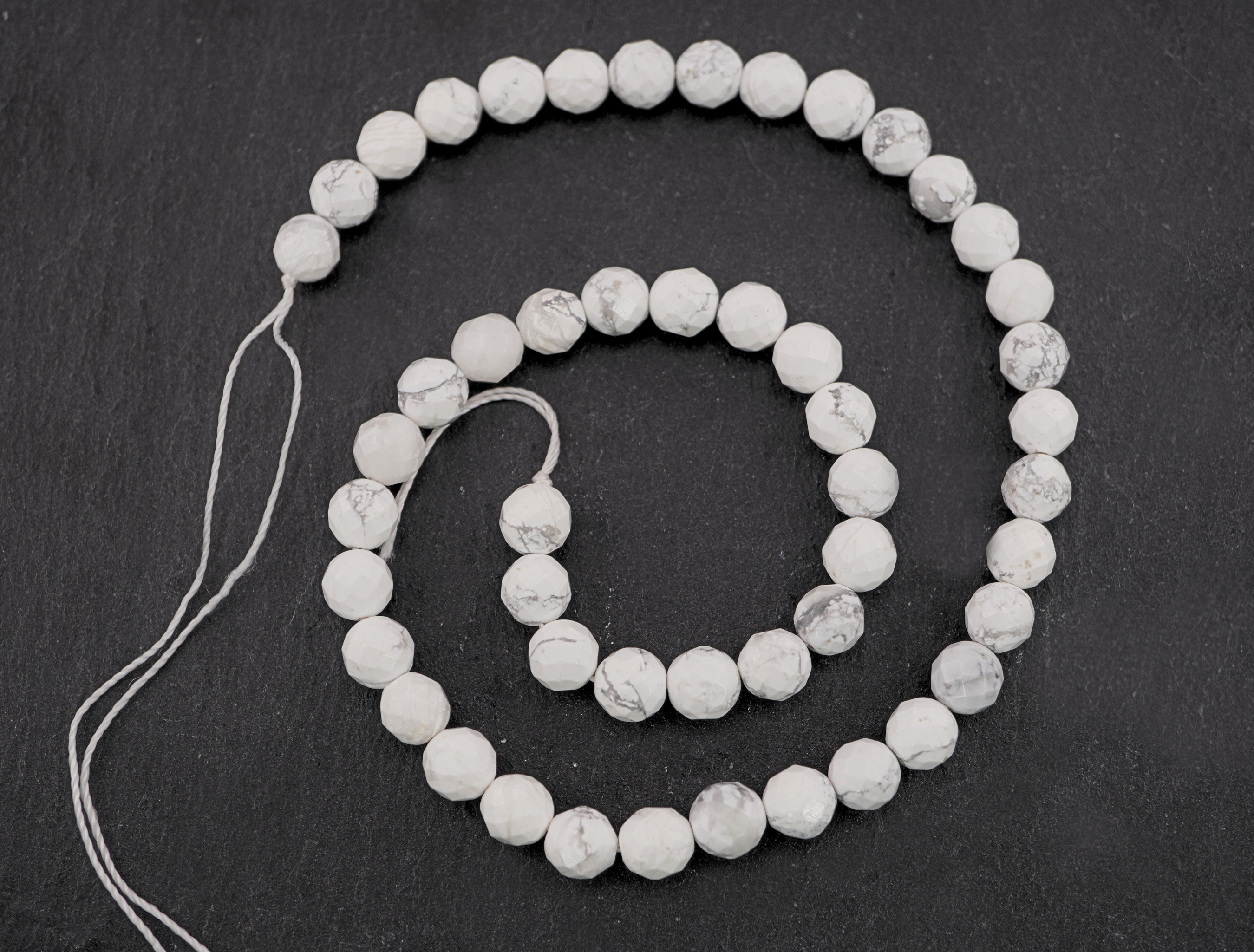 White Howlite Faceted Round Shape Gemstone Strand Beads