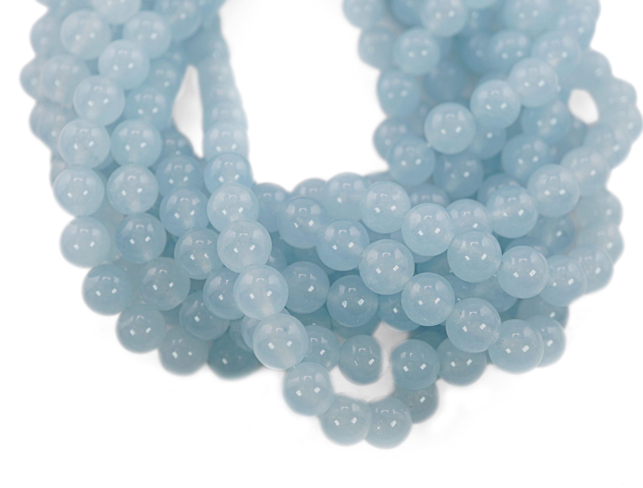 Blue Chalcedony Smooth Round Shape Loose Gemstone Strand Beads