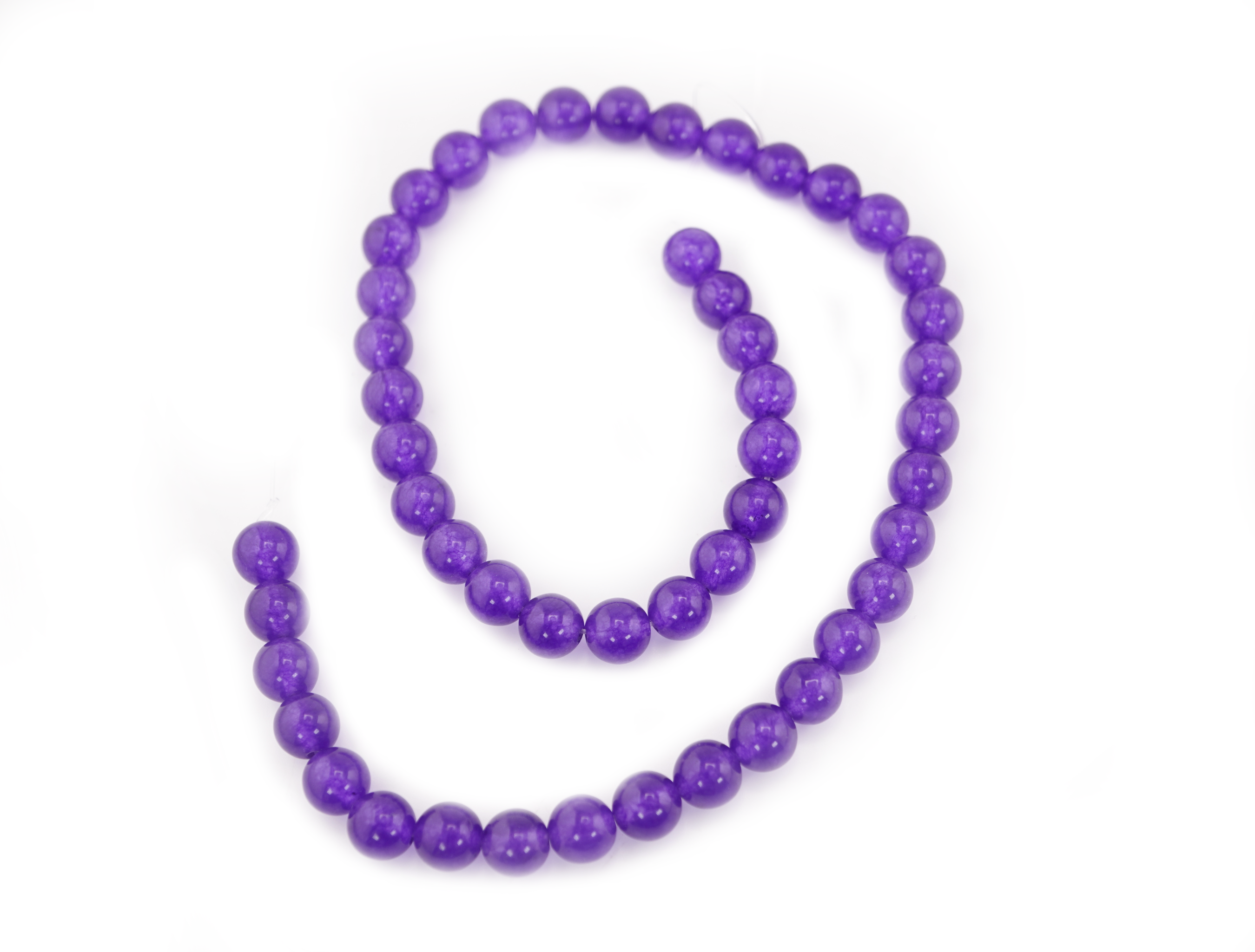 Purple Dyed Jade Smooth Round Shape Gemstone Strand Beads