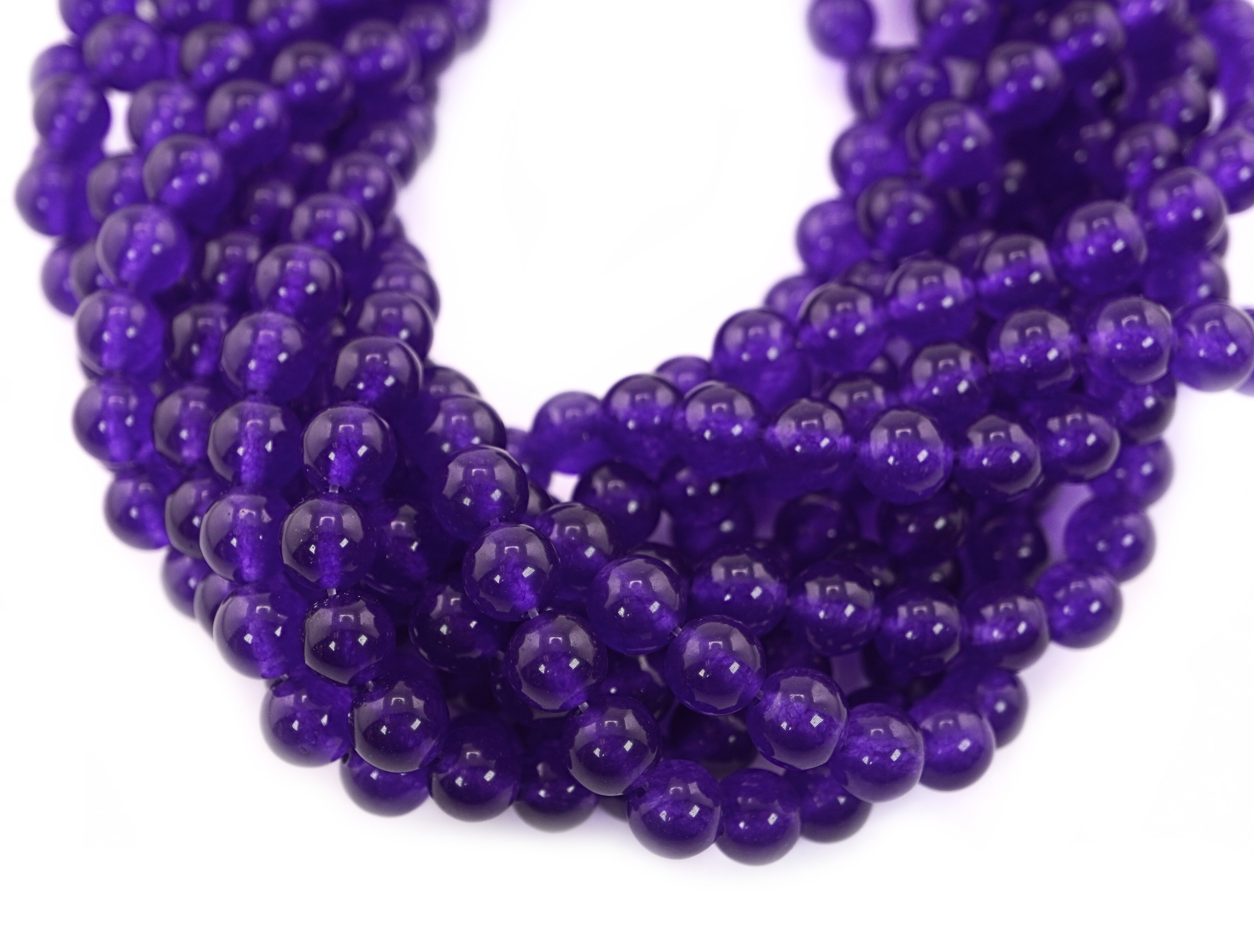 Purple Jade Smooth Round Shape Gemstone Strand Beads