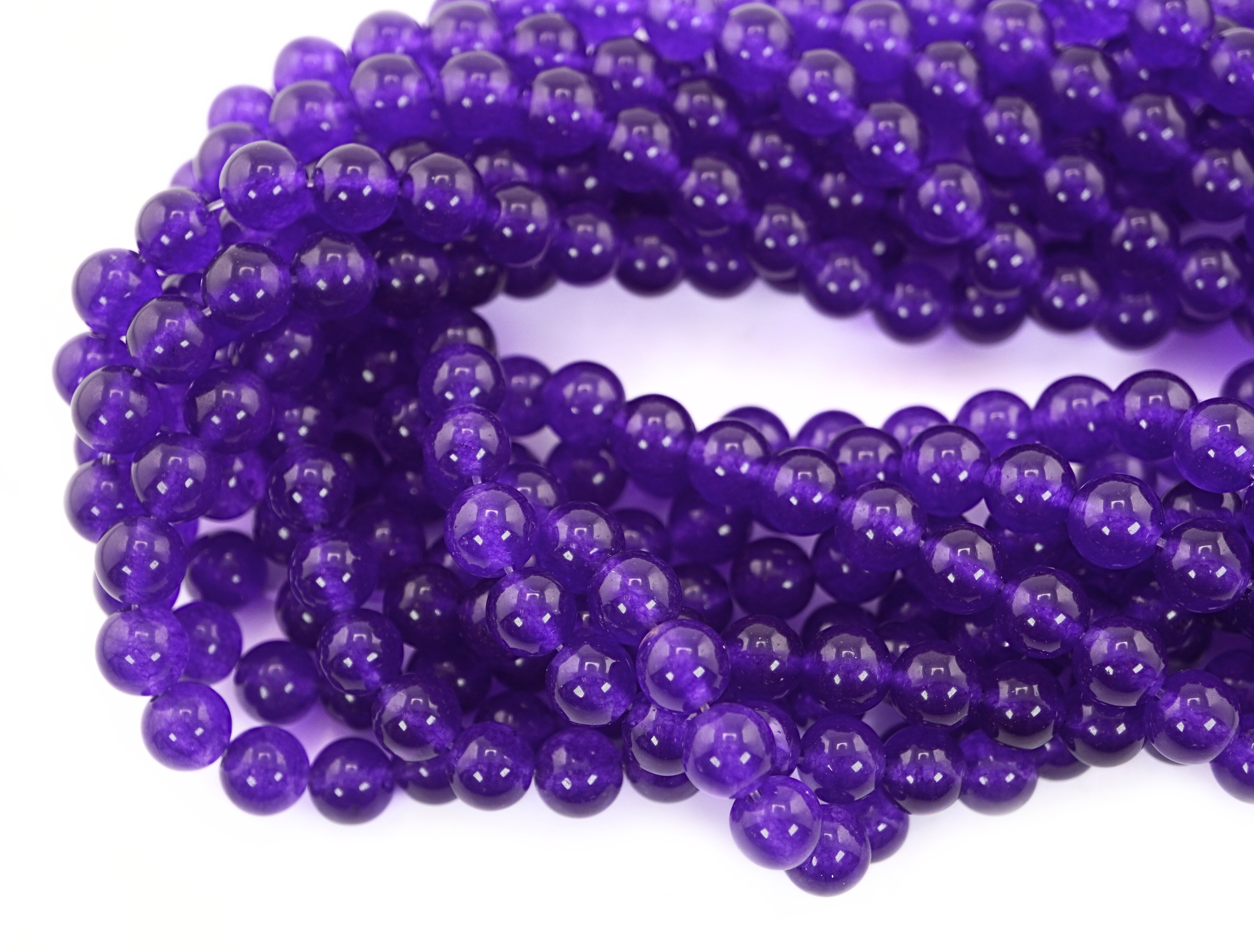 Purple Jade Smooth Round Shape Gemstone Strand Beads