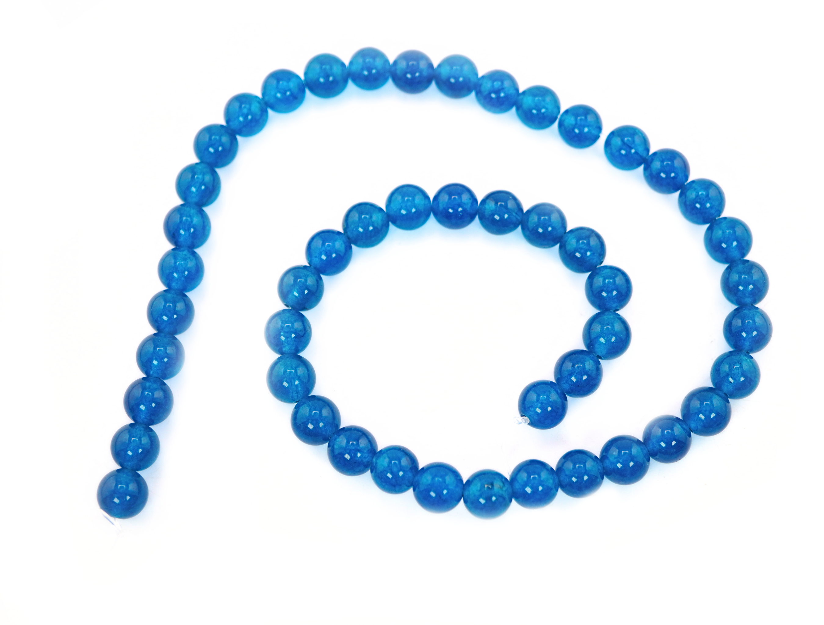 Blue Jade Smooth Round Shape Gemstone Strand Beads