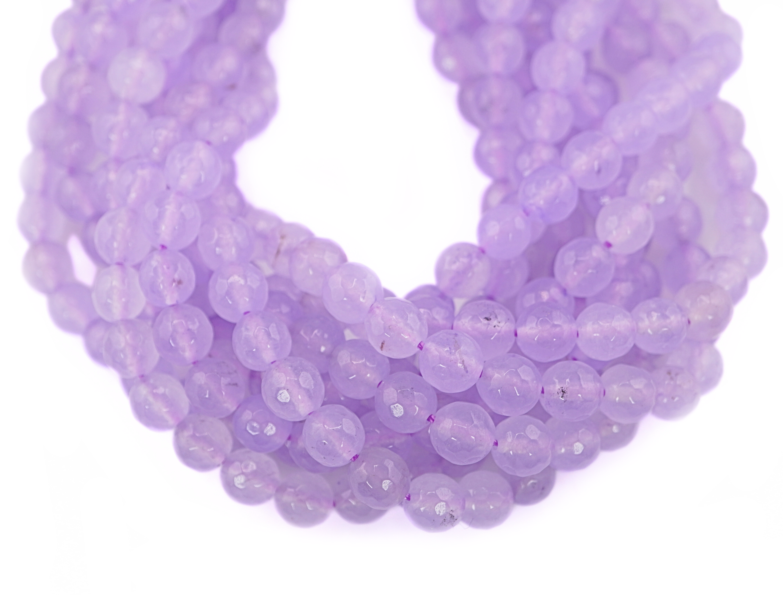 Lavender Chalcedony Faceted Round Shape Gemstone Strand Beads 