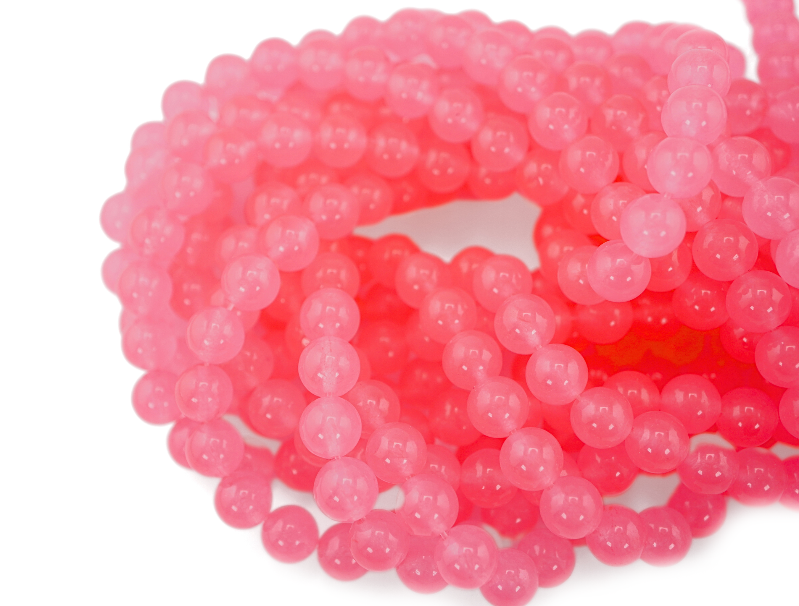 Pink Chalcedony Smooth Round Shape Gemstone Strand Beads