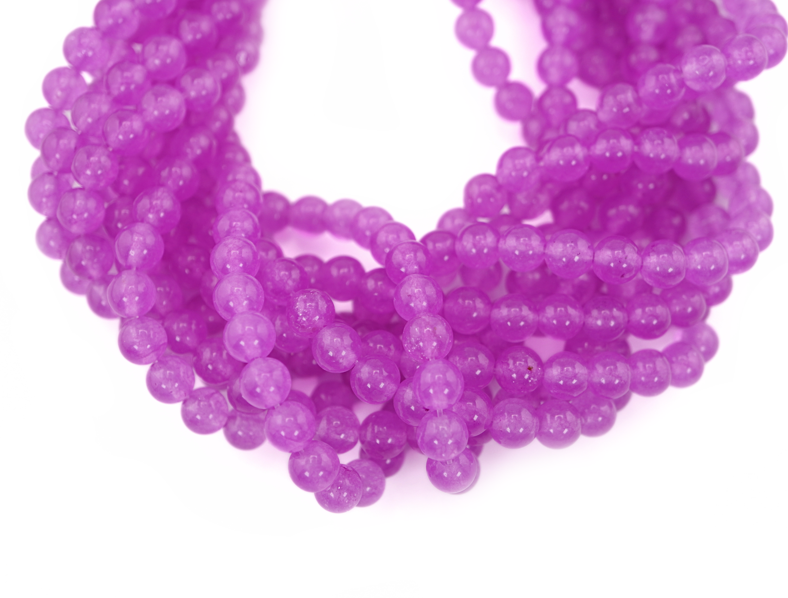 Purple Jade Smooth Round Shape Gemstone Strand Beads