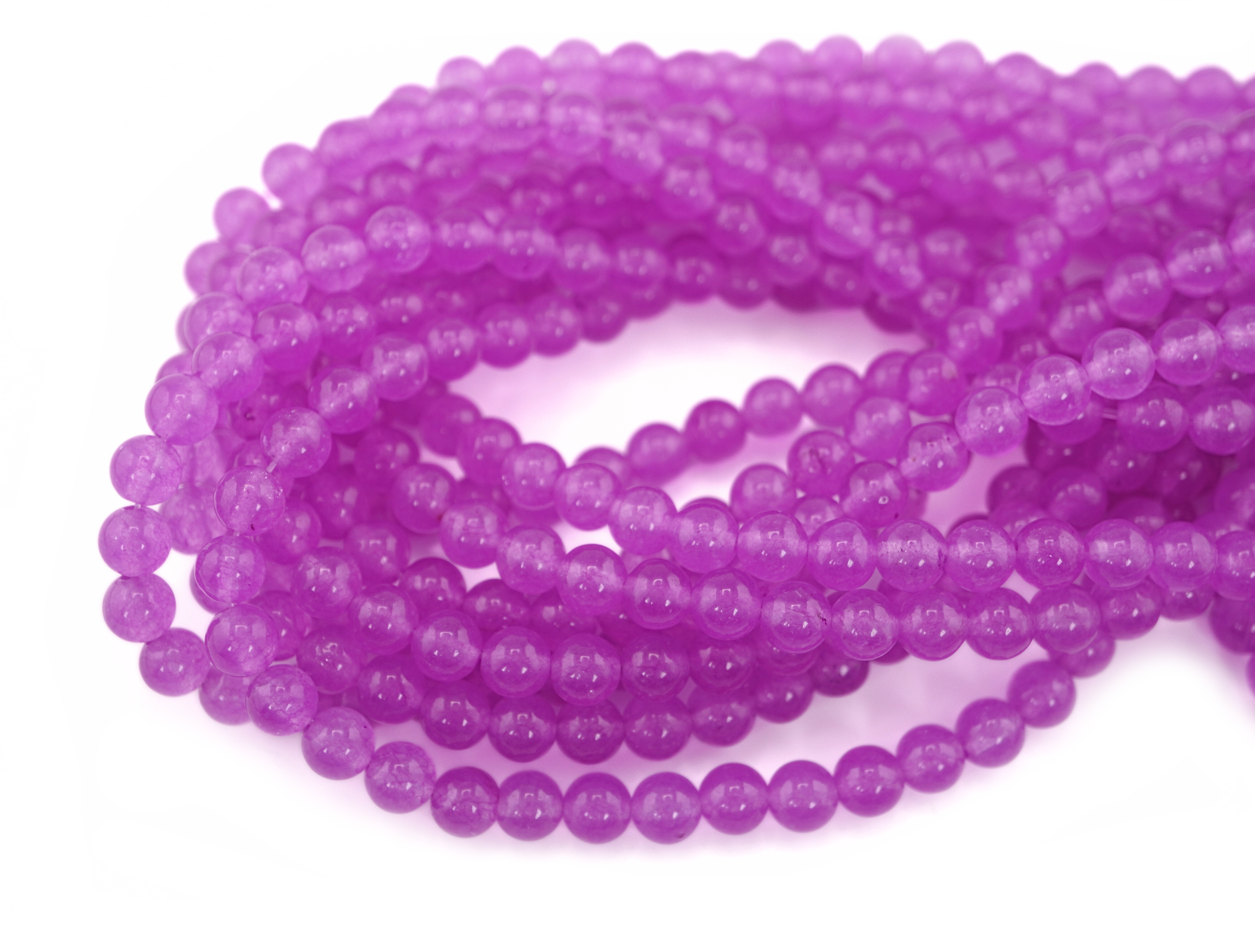 Purple Jade Smooth Round Shape Gemstone Strand Beads