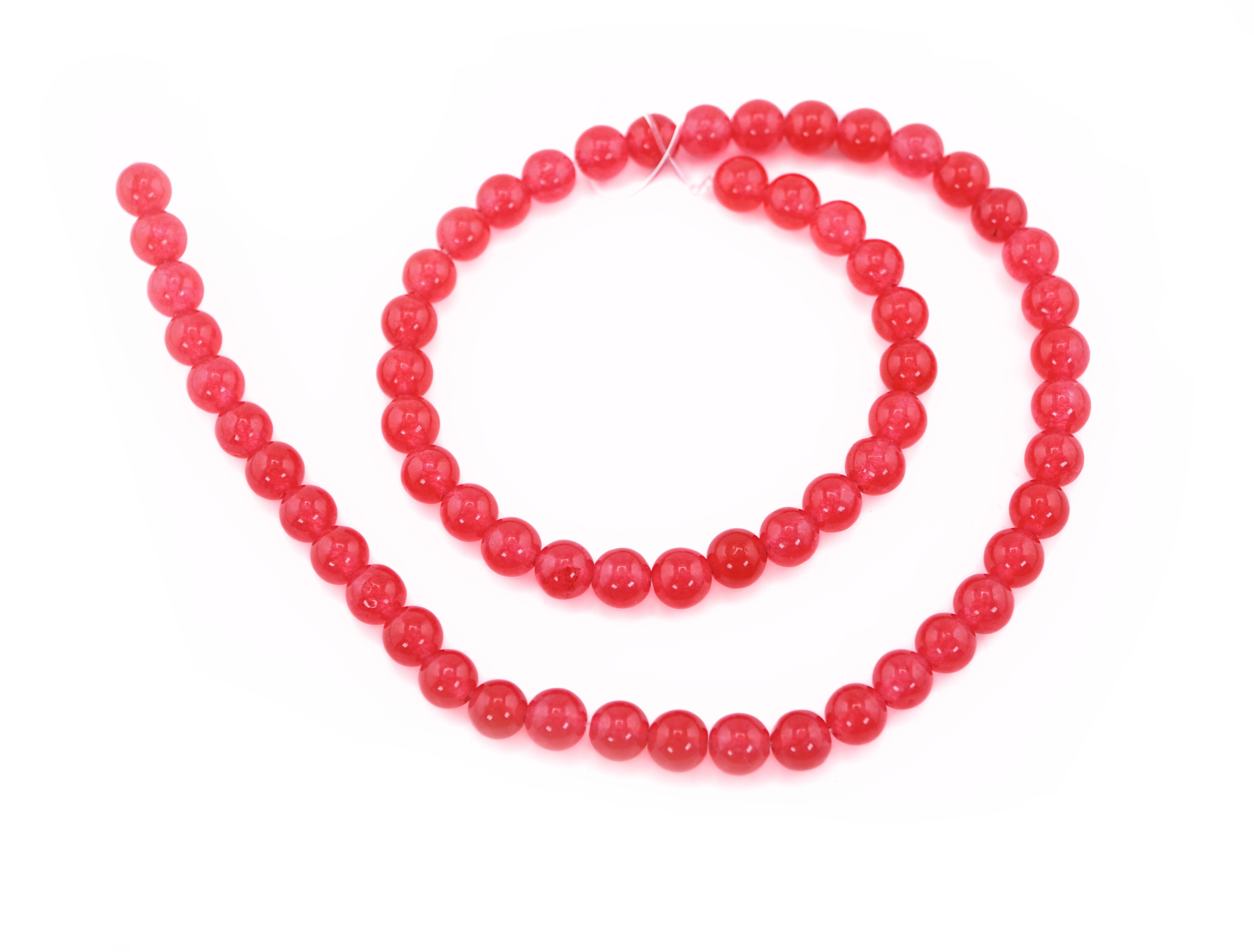 Hot Pink Jade Smooth Round Shape Gemstone Strand Beads