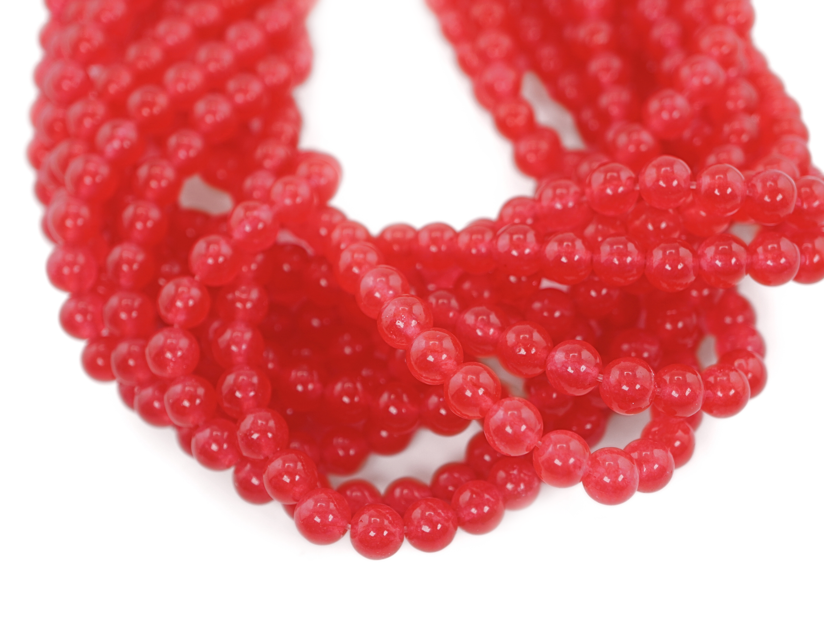 Hot Pink Jade Smooth Round Shape Gemstone Strand Beads