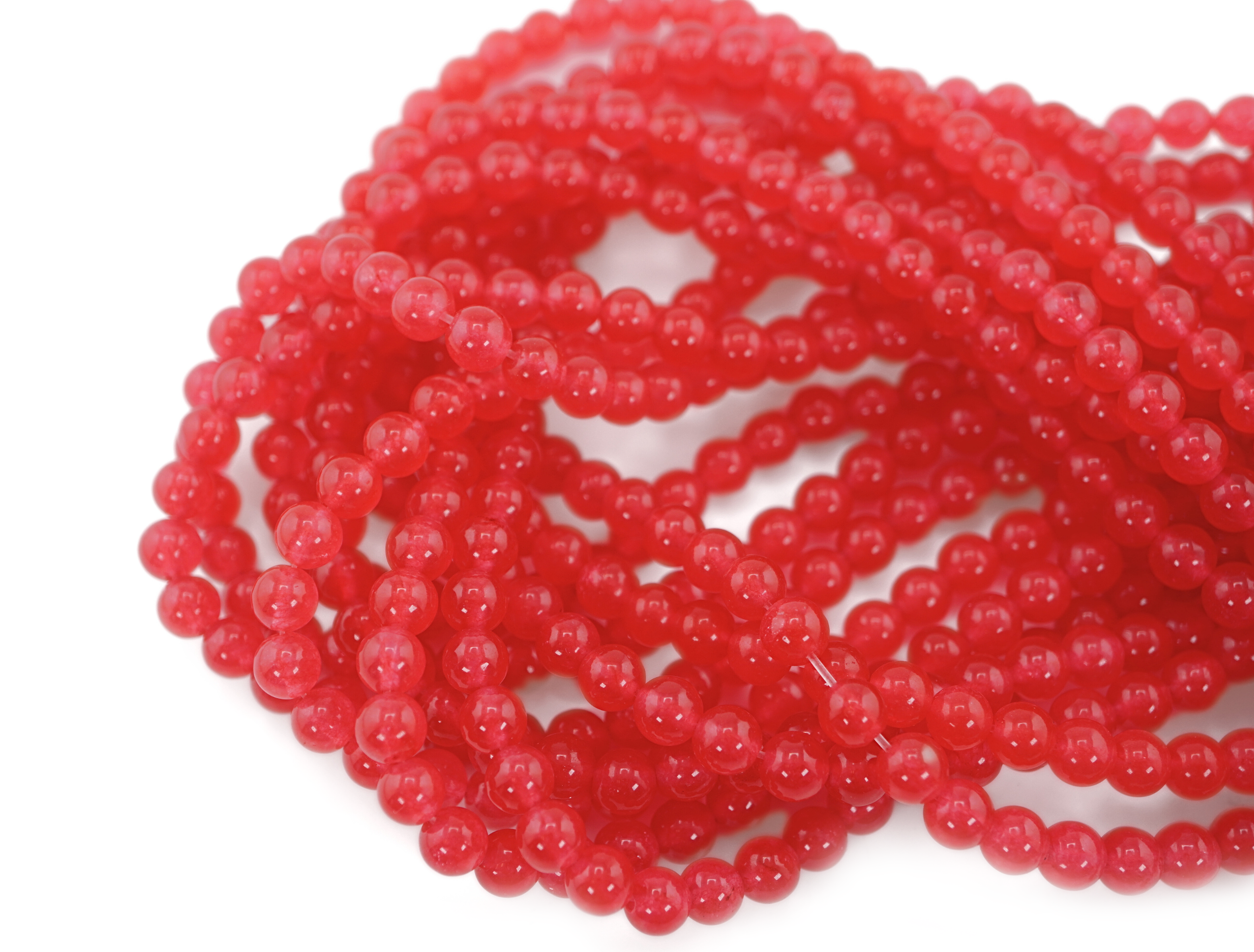 Hot Pink Jade Smooth Round Shape Gemstone Strand Beads