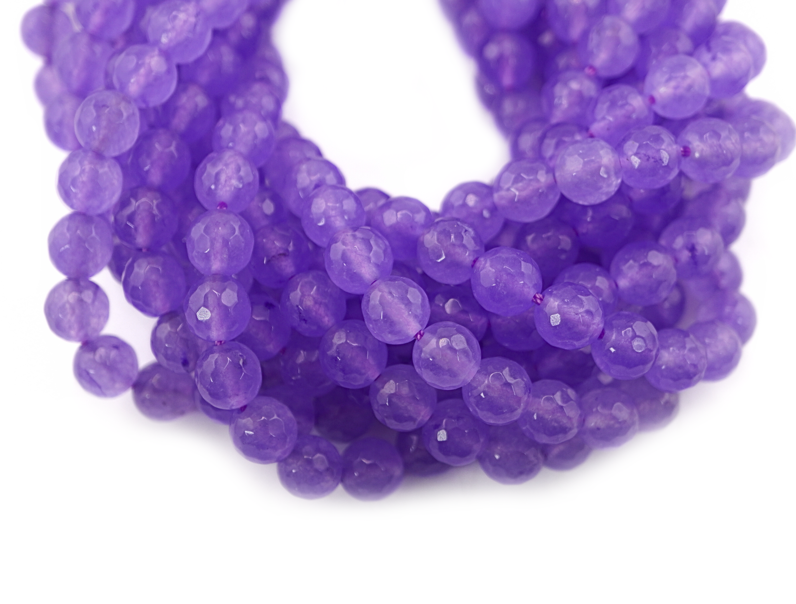 Purple Crystal Quartz Faceted Round Shape Loose Gemstone Strand Beads