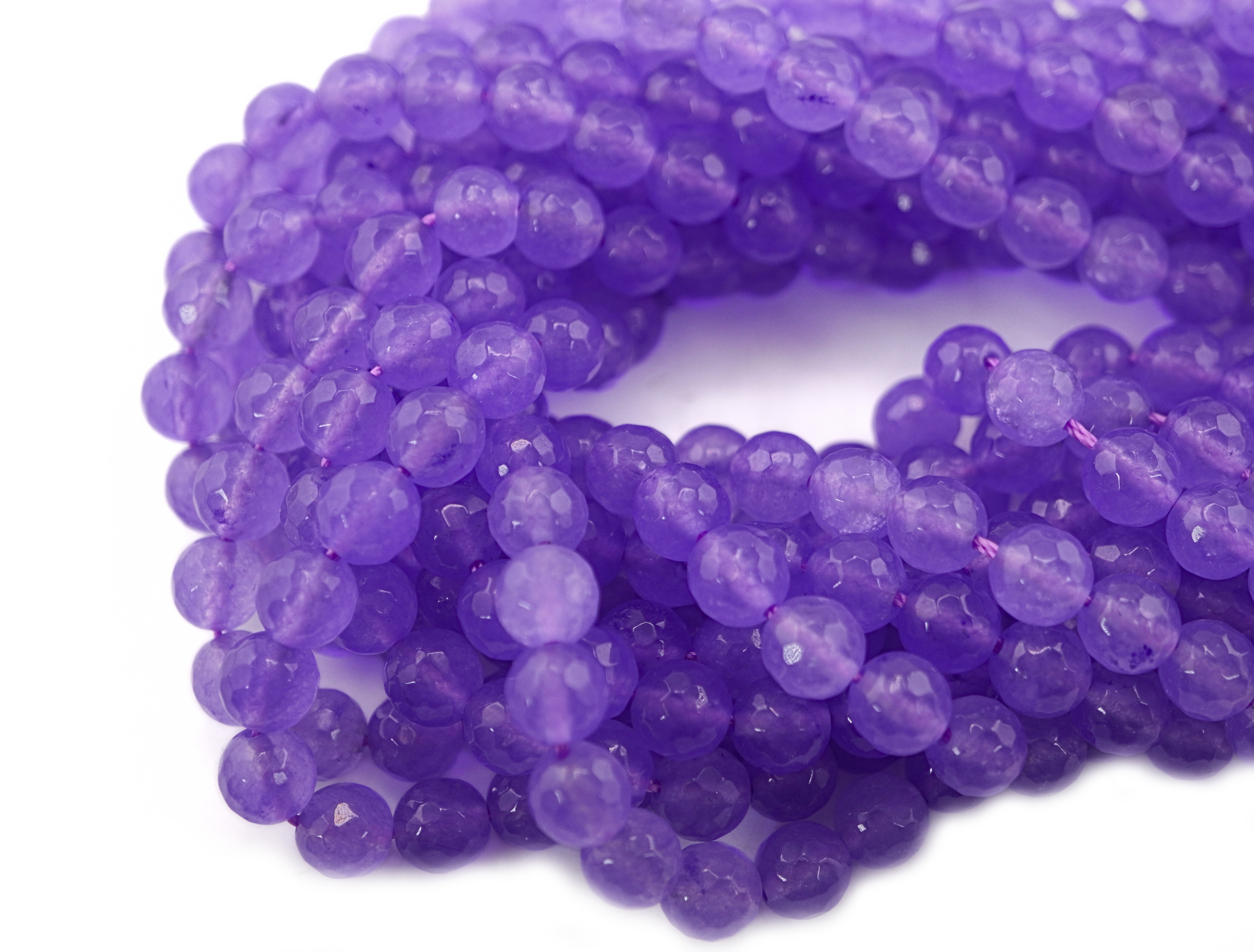 Purple Crystal Quartz Faceted Round Shape Loose Gemstone Strand Beads