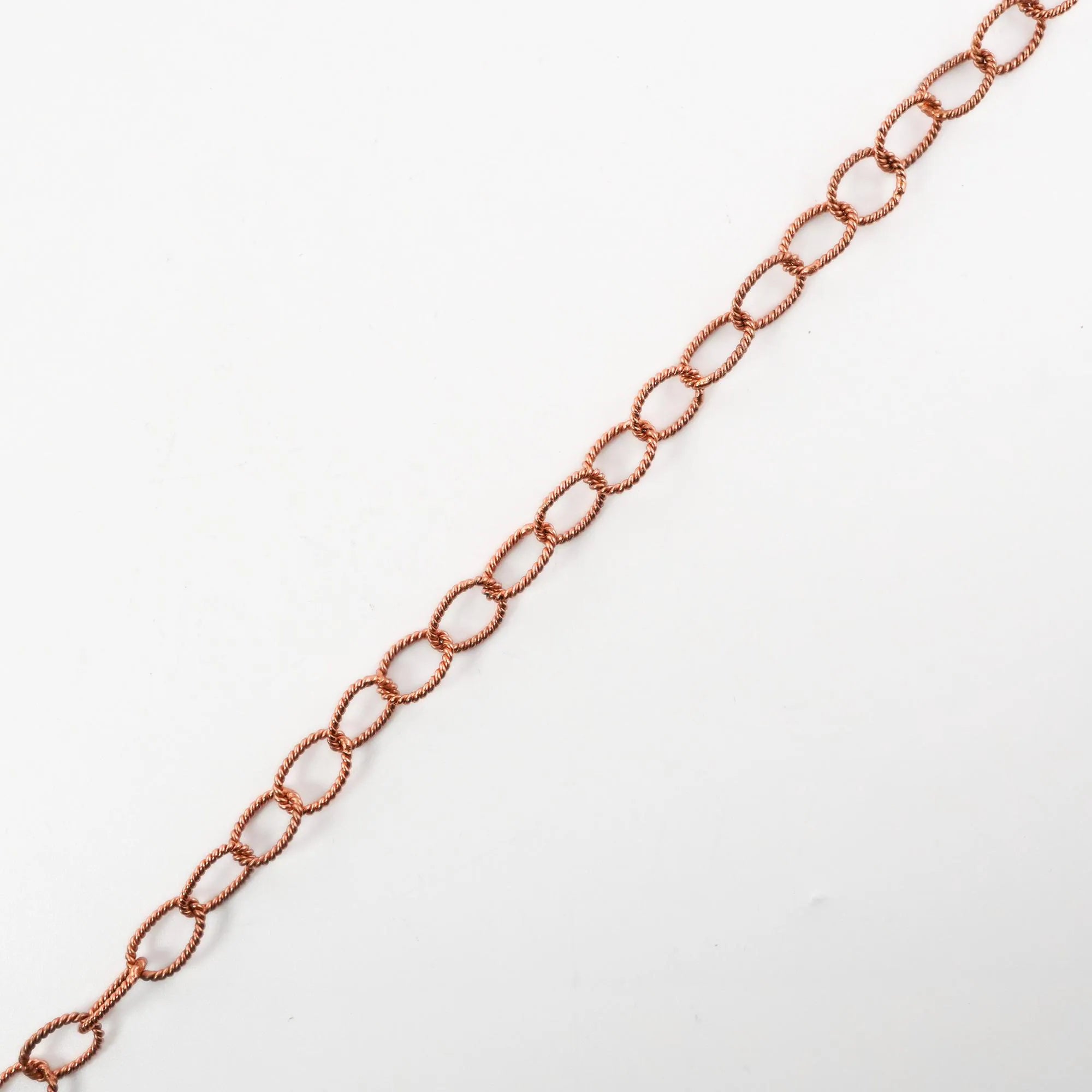 Copper Link Chain Oval Shape Necklace Antique Solid Copper Toggle Clasps Twisted Chain