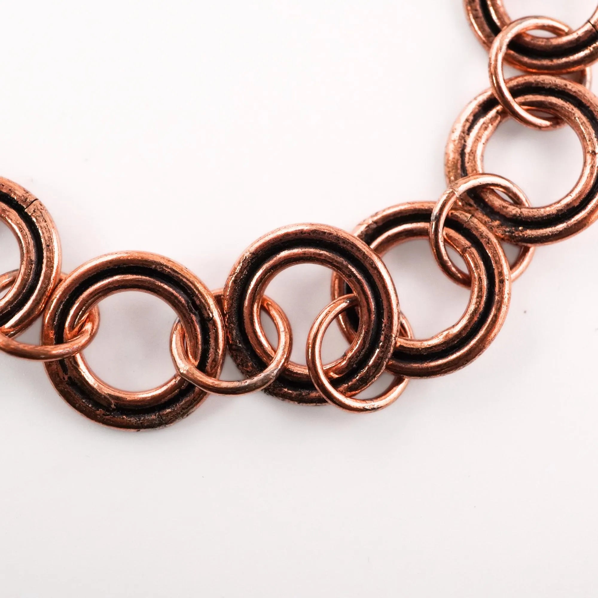 Antique Copper Round Shape Boho Vintage Organic Findings Link Chain