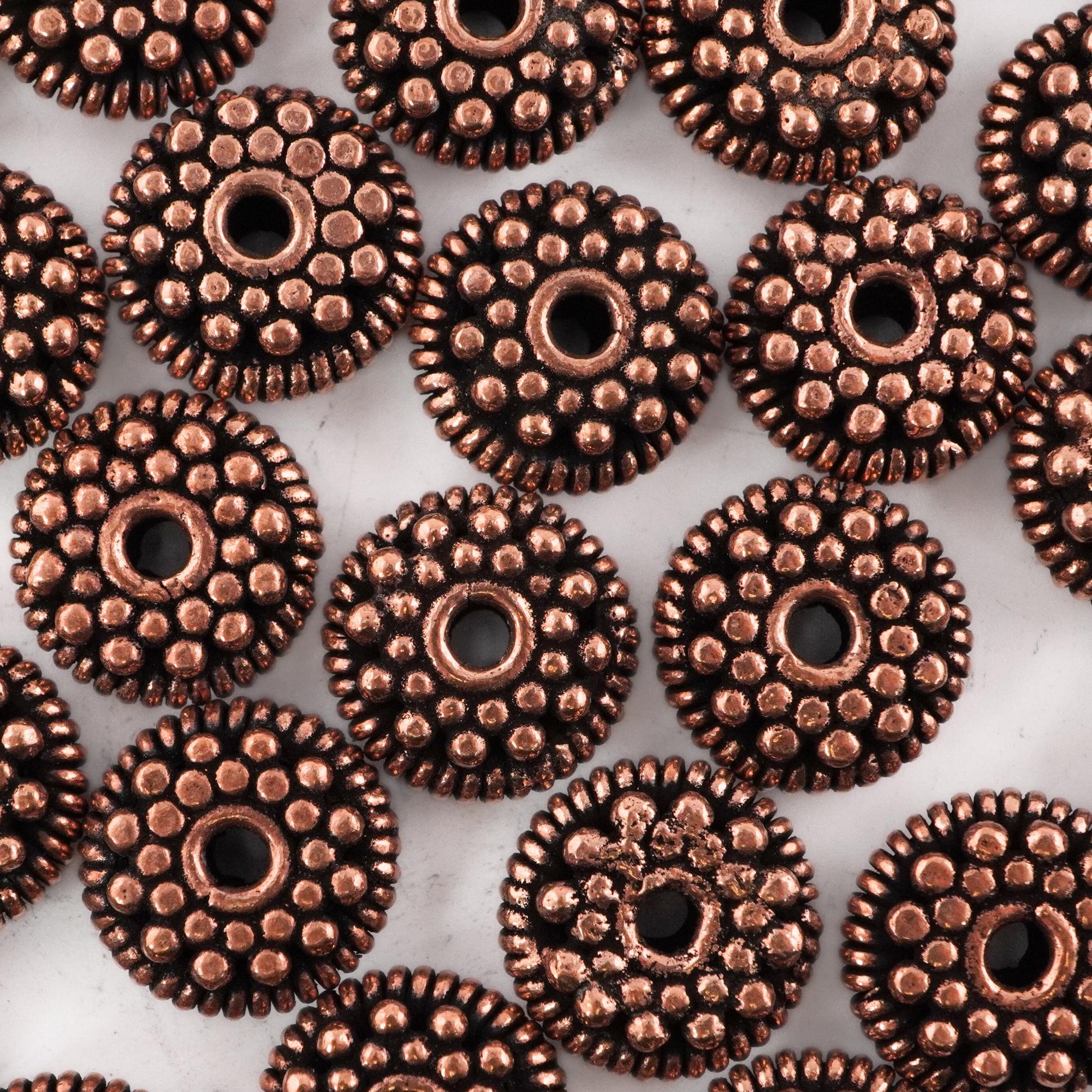 Vintage daisy copper beads for DIY jewelry

