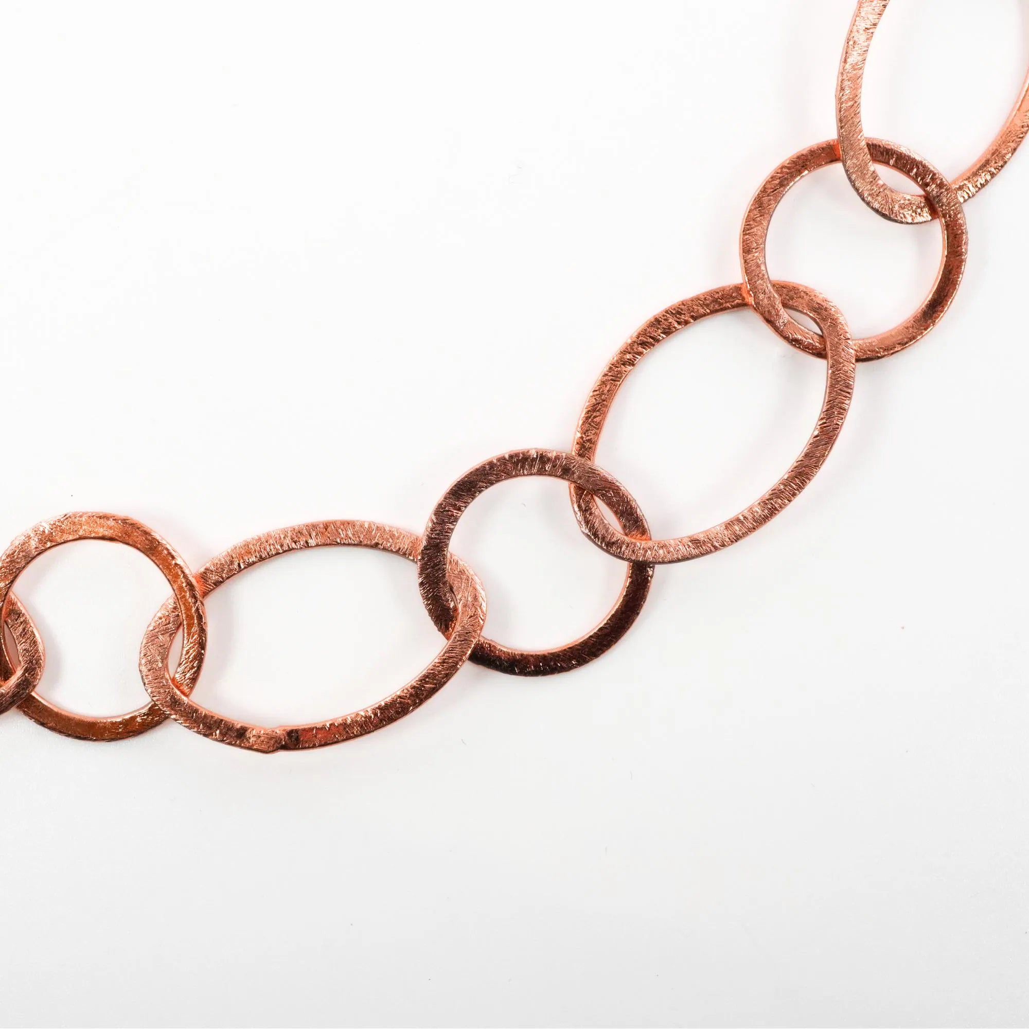 Antique Copper Round & Oval Shape Rustic Boho Vintage Organic Link Chain 