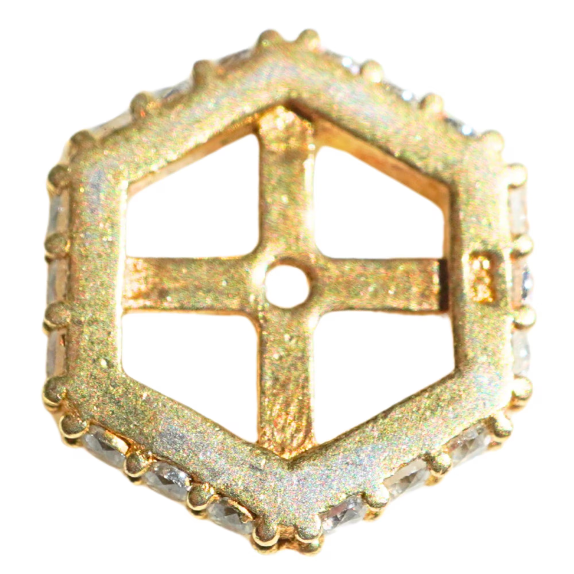 CZ Micro Pave Hexagon Sterling Sliver Gold Plated Spacer Bead 