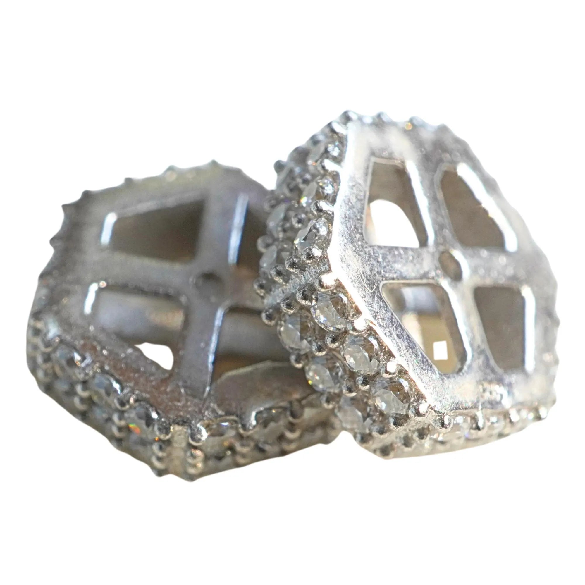 CZ Micro Pave Hexagon Sterling Sliver Spacer Bead 