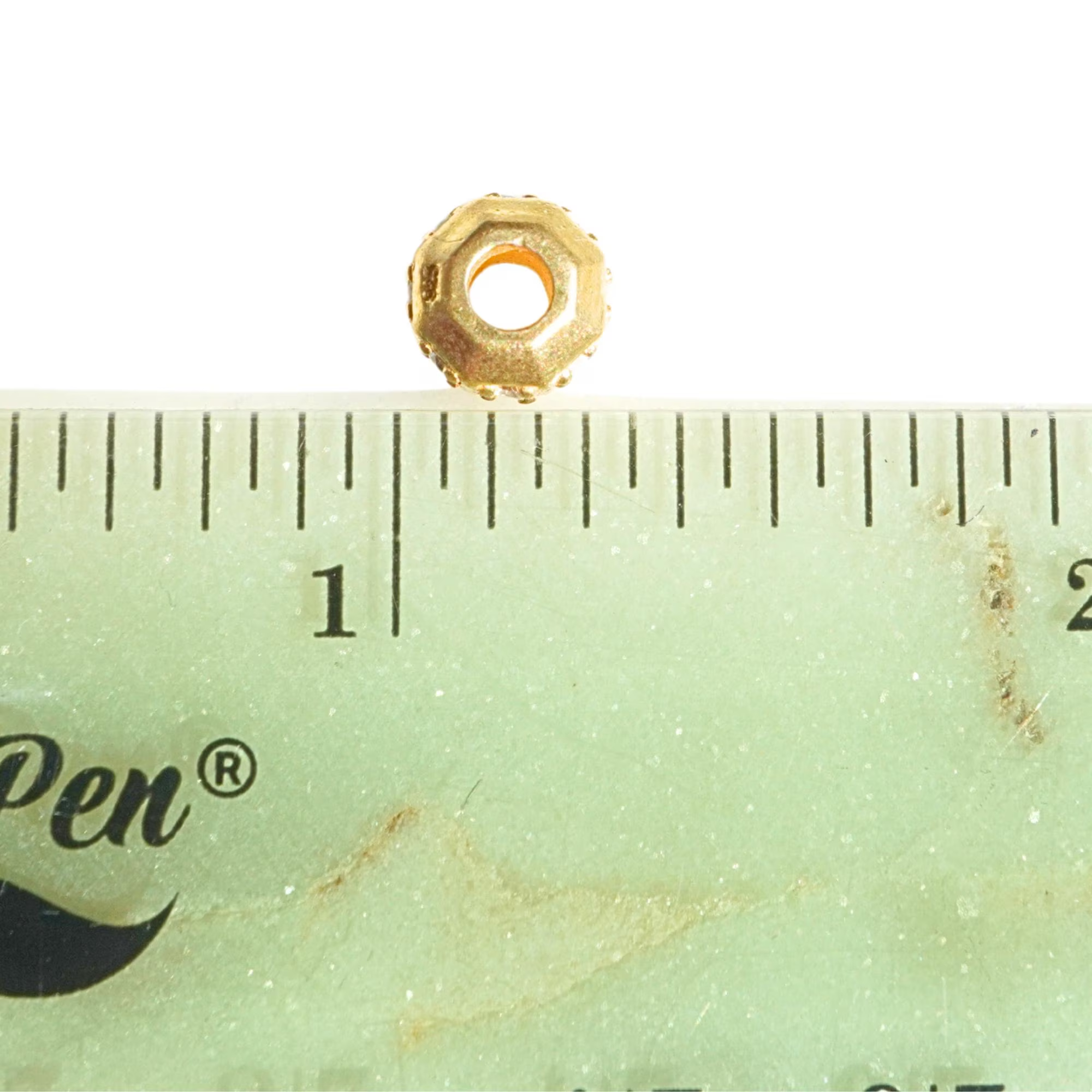 CZ Micro Pave Round Sterling Silver Gold Plated Spacer Bead 