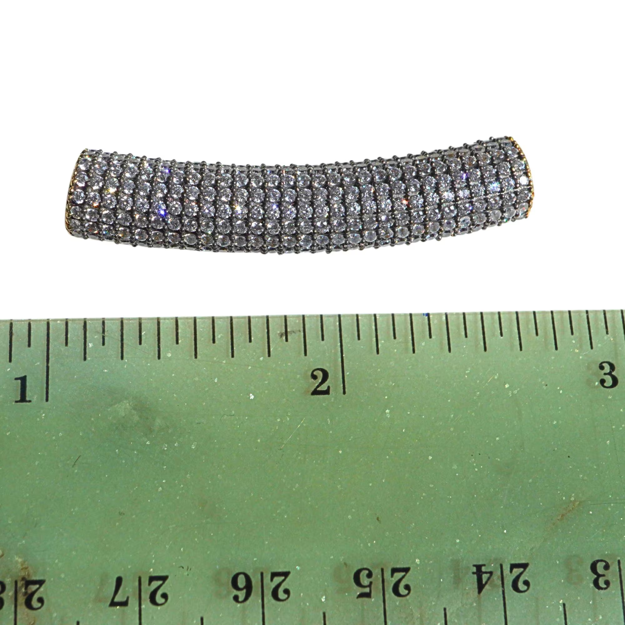 CZ Micro Pave Tube Gold Plated Sterling Silver Spacer Bead