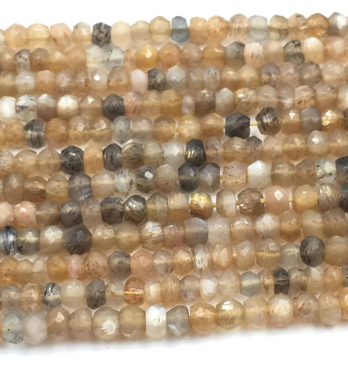 Cat's Eye Micro Faceted Rondelle  Button Shape Gemstone Strand Beads