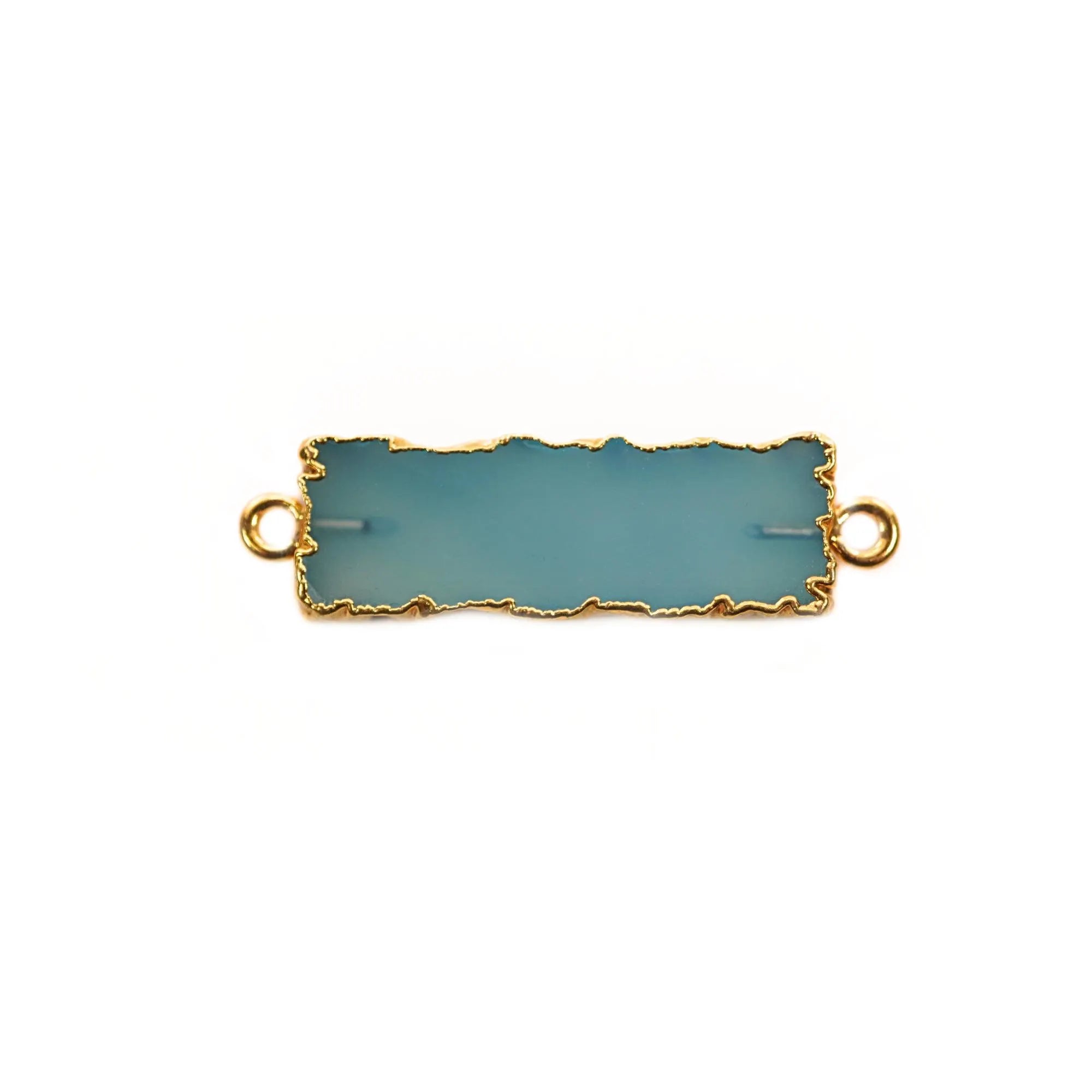 Chalcedony Rectangle Shape Gemstone Gold Electroplated Bar Charm Connector