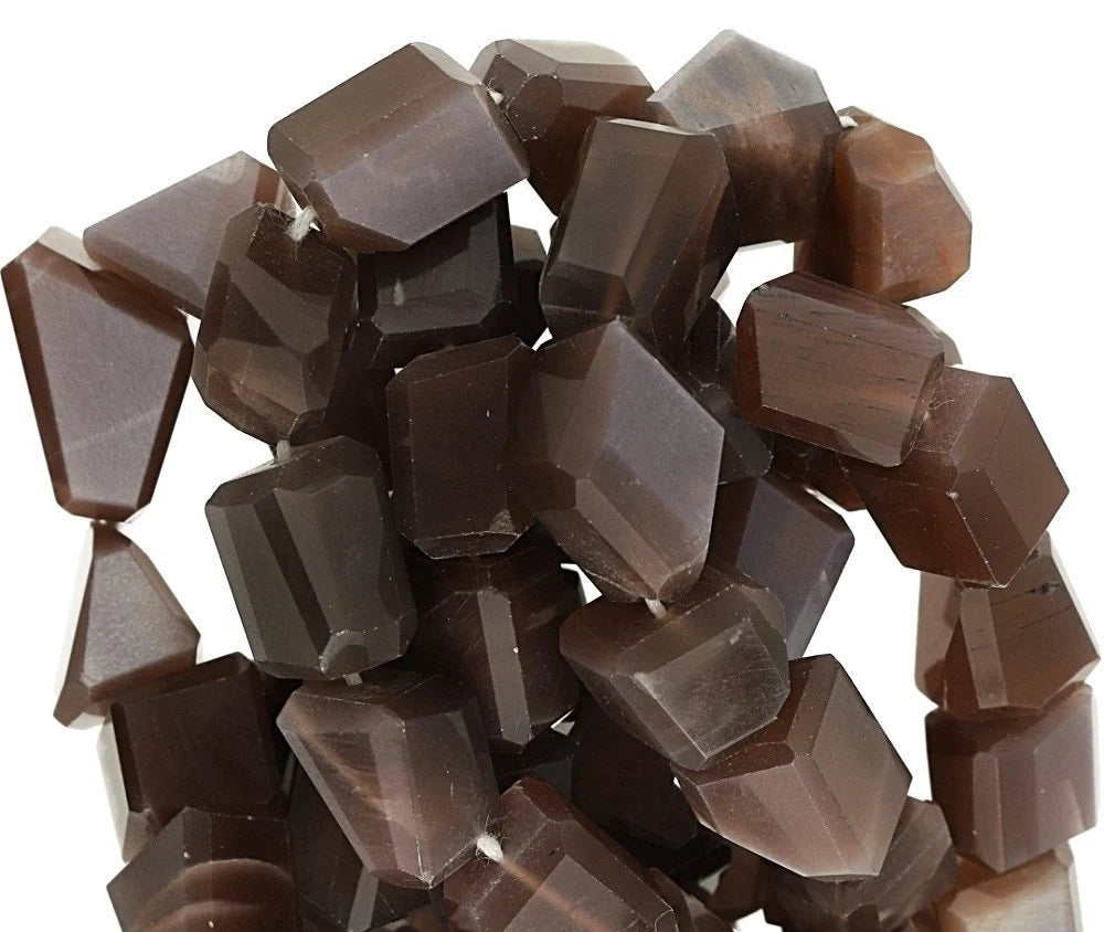 Chocolate Moonstone Step Cut Nugget Shape Gemstone Strand Beads