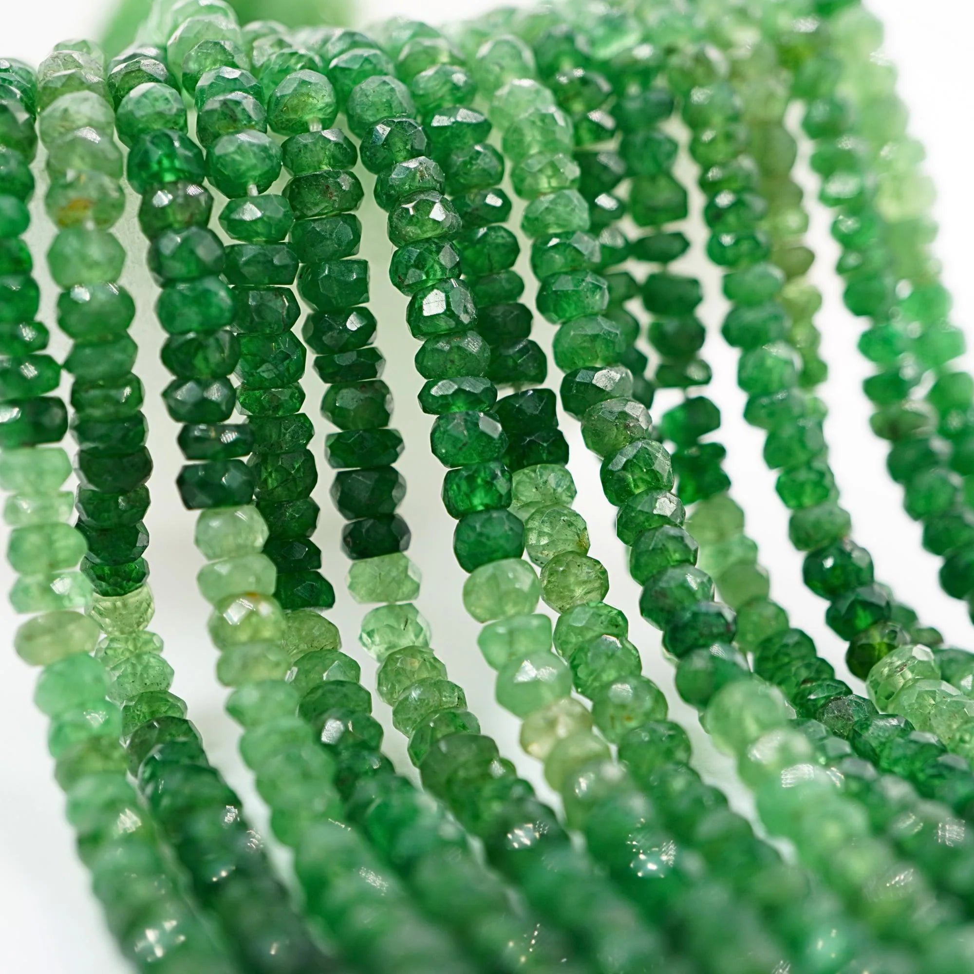 Chrome Diopside Faceted Rondelle Shape Gemstone Strand Beads