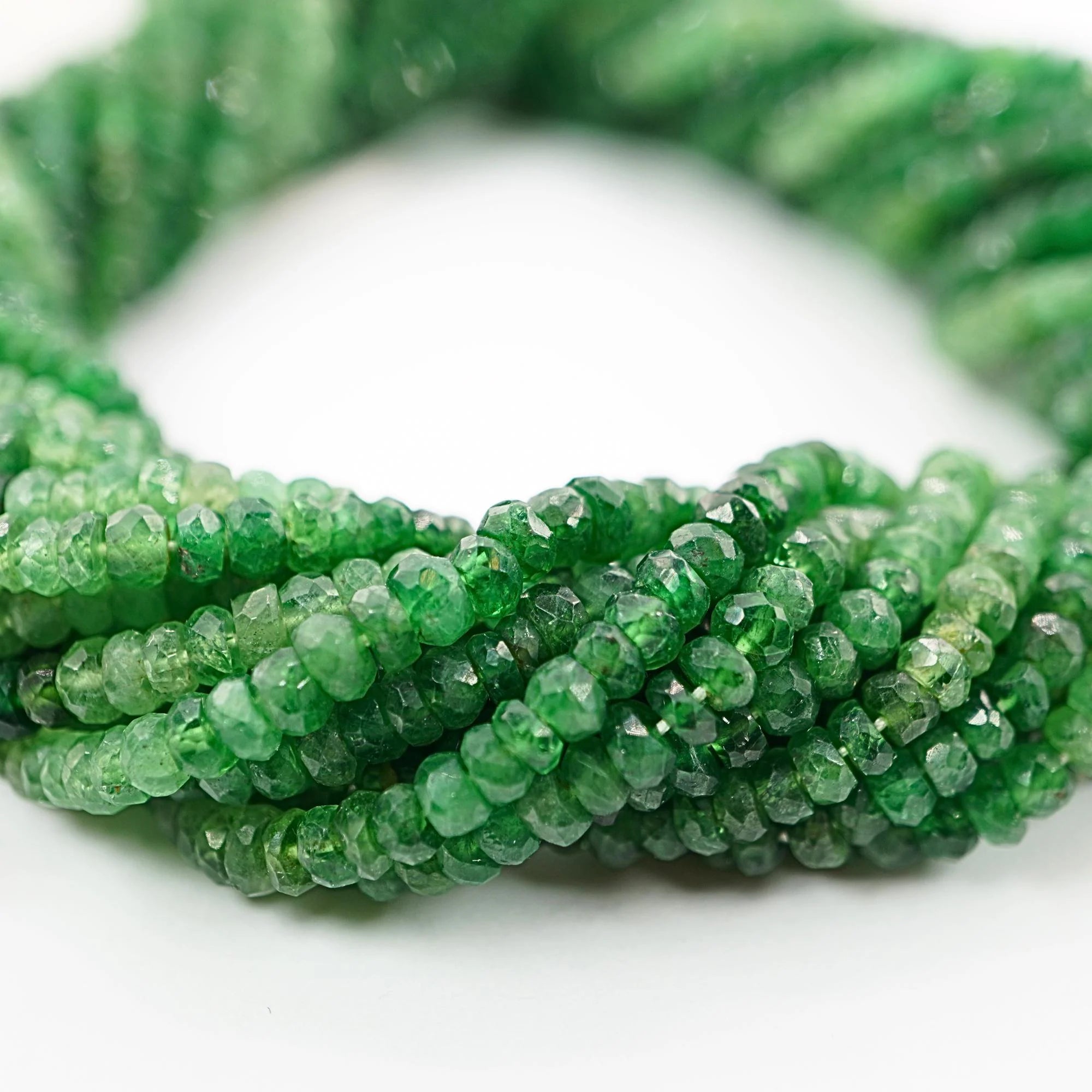 Chrome Diopside Faceted Rondelle Shape Gemstone Strand Beads