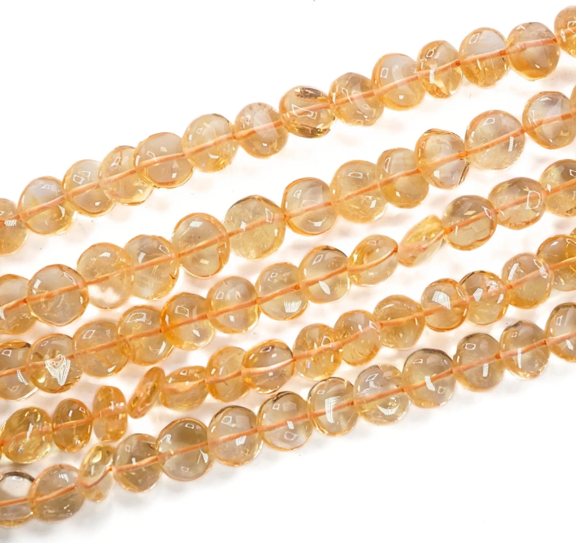 Citrine Coin Shape Gemstone 15 inches Strand Beads